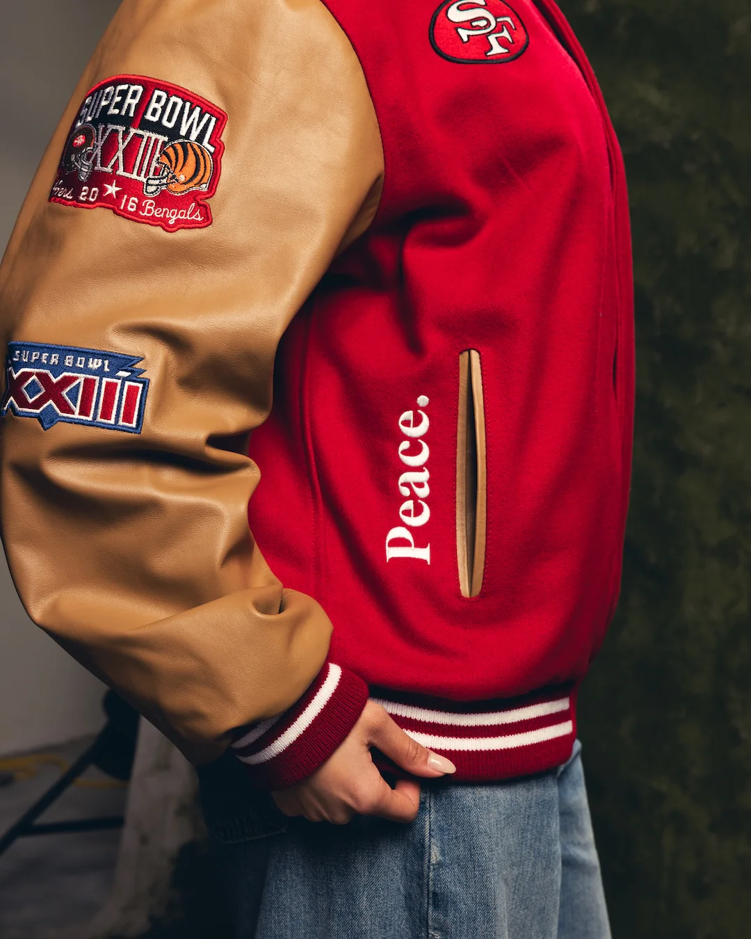 Super Bowl 1989 San Francisco 49ers vs. Cincinnati Bengals Varsity Jacket - Red - Image 6