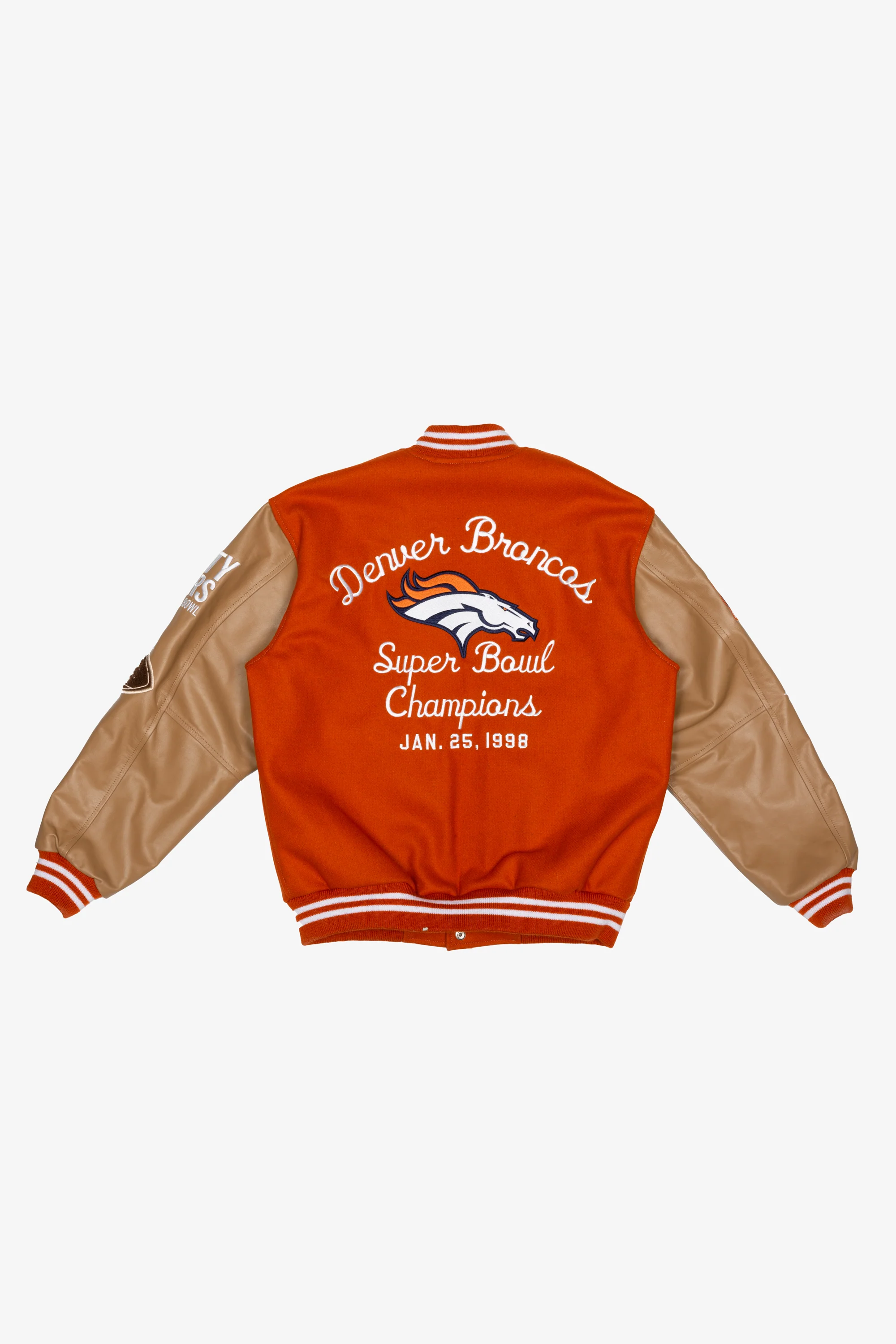 Super Bowl 1998 Denver Broncos vs. Green Bay Packers Varsity Jacket - Orange - Image 7