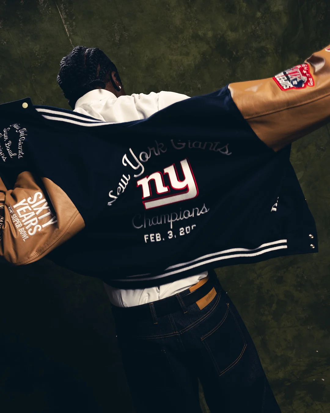Super Bowl 2008 New York Giants vs. New England Patriots Varsity Jacket - Royal - Image 6