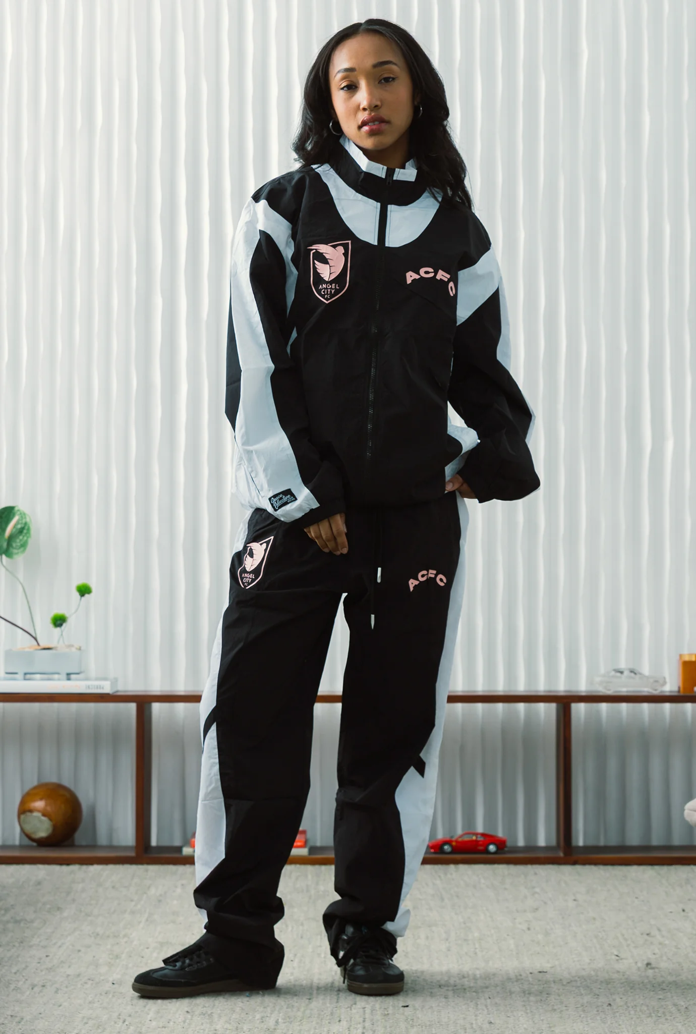 Angel City FC Colour Block Track Jacket - Off Black / White - Image 4