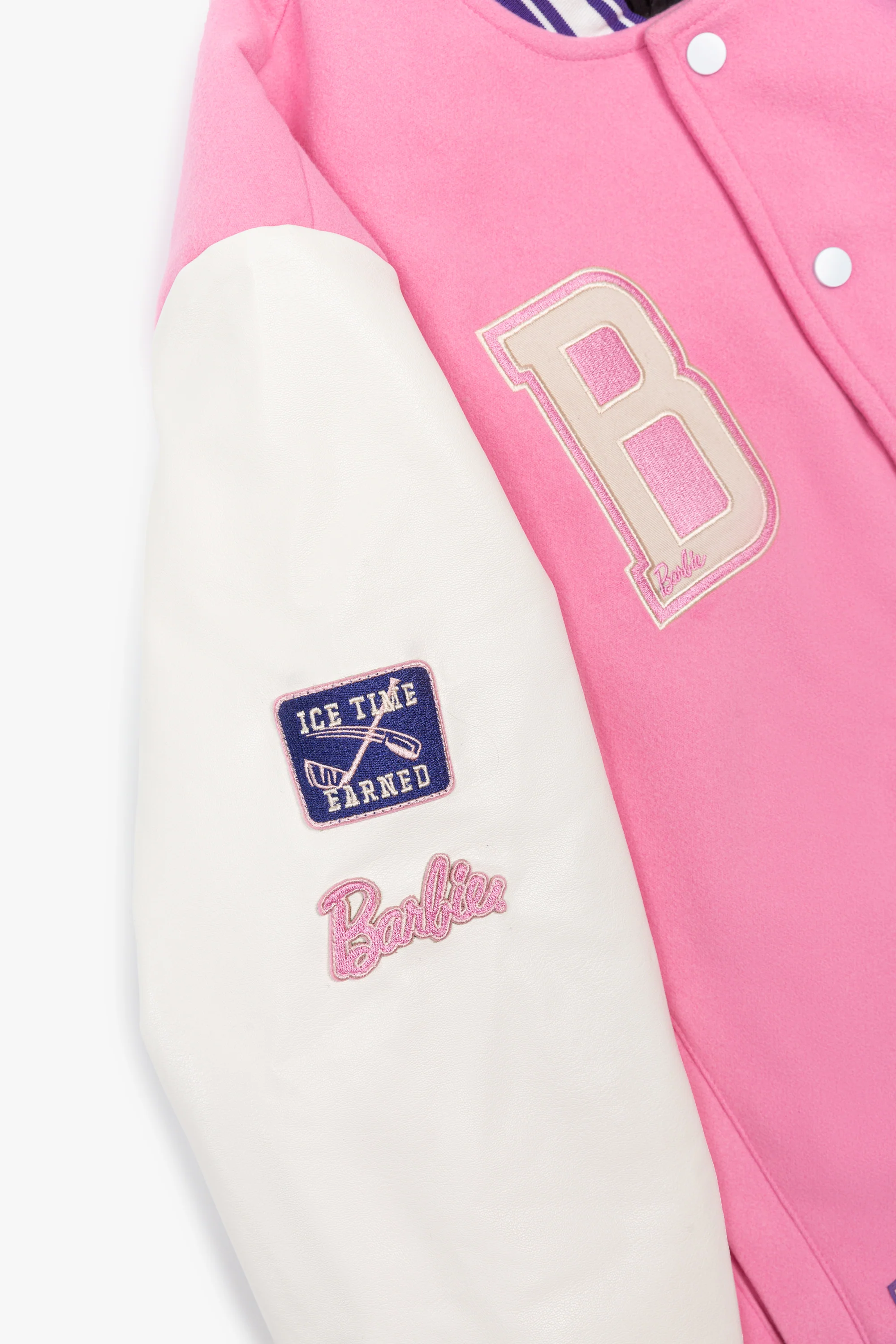 Barbie x PWHL Letterman Jacket - Pink / Ivory - Image 4