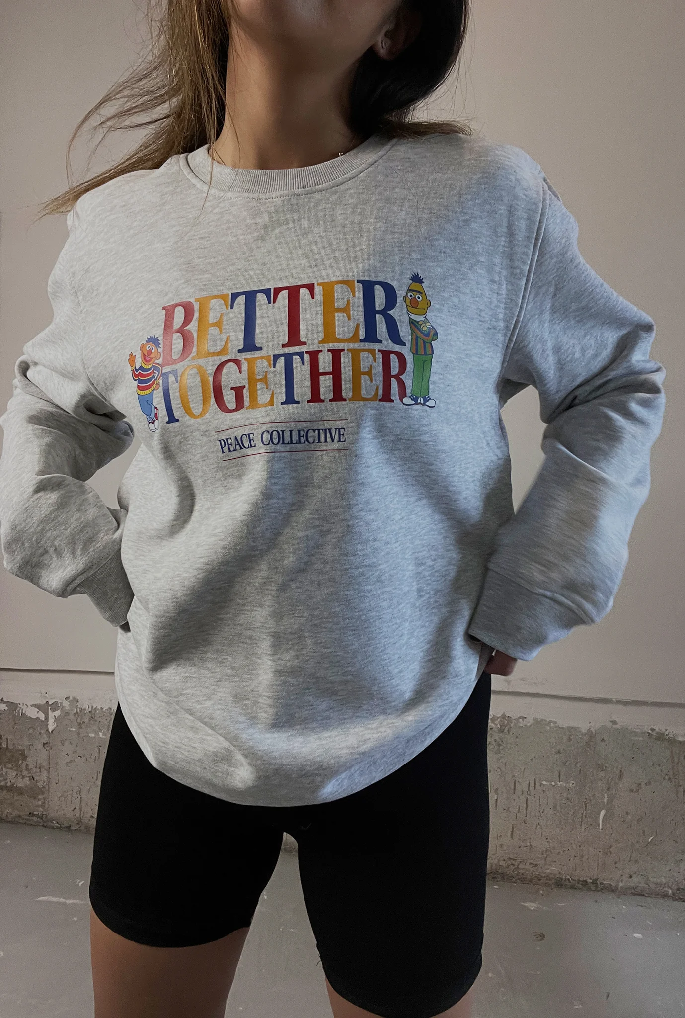 Bert and Ernie Better Together Vintage Crewneck - Ash - Image 4