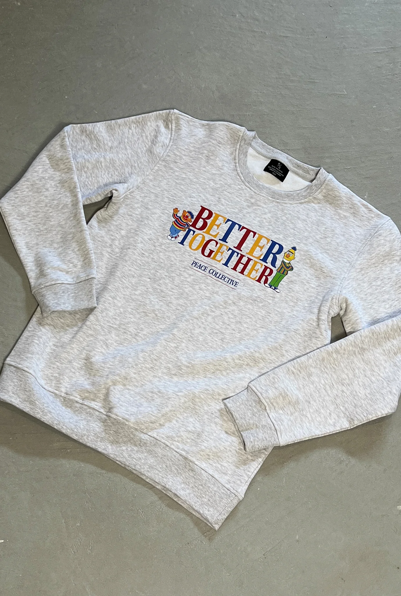 Bert and Ernie Better Together Vintage Crewneck - Ash - Image 5