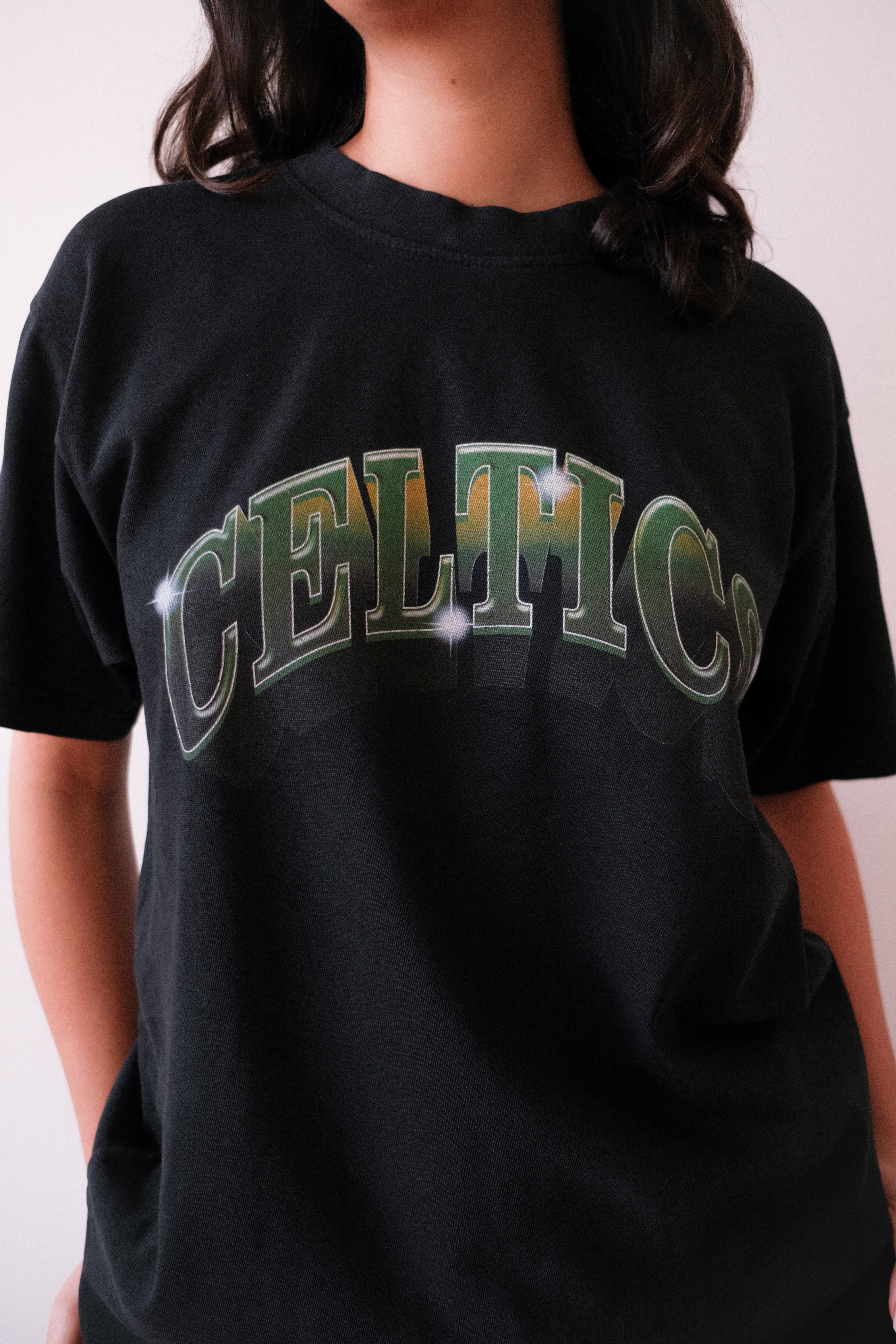 Boston Celtics Graffiti Pigment Dye Heavyweight T-Shirt - Black - Image 3