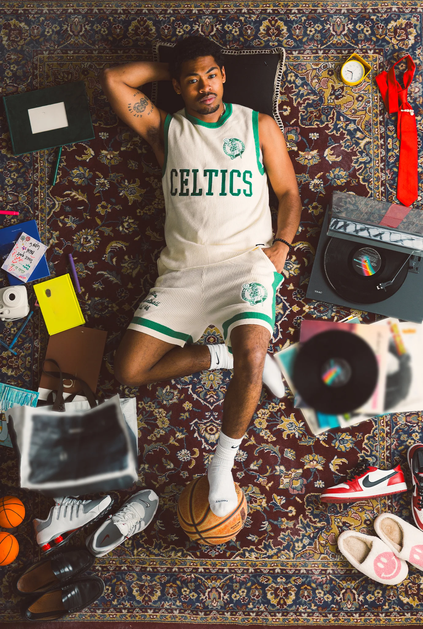 Boston Celtics Knit Basketball Shorts - Ivory - Image 2