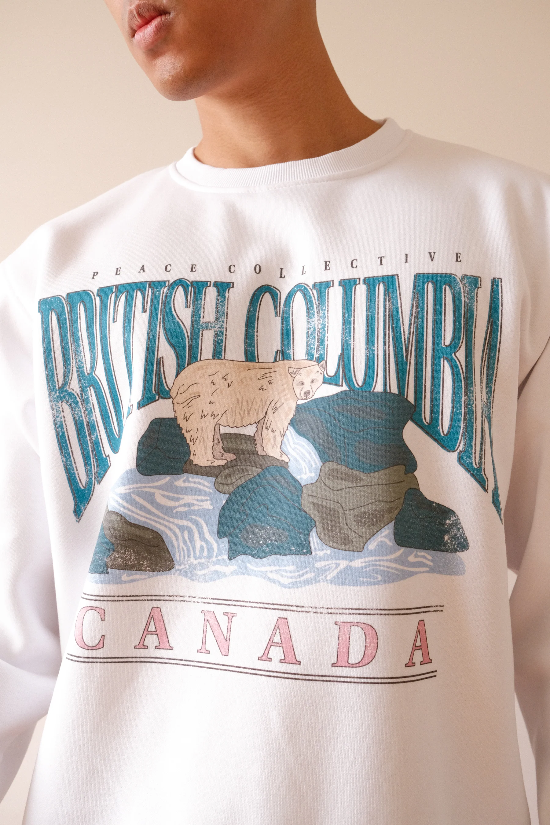 British Columbia Spirit Bear Vintage Crewneck - White - Image 3