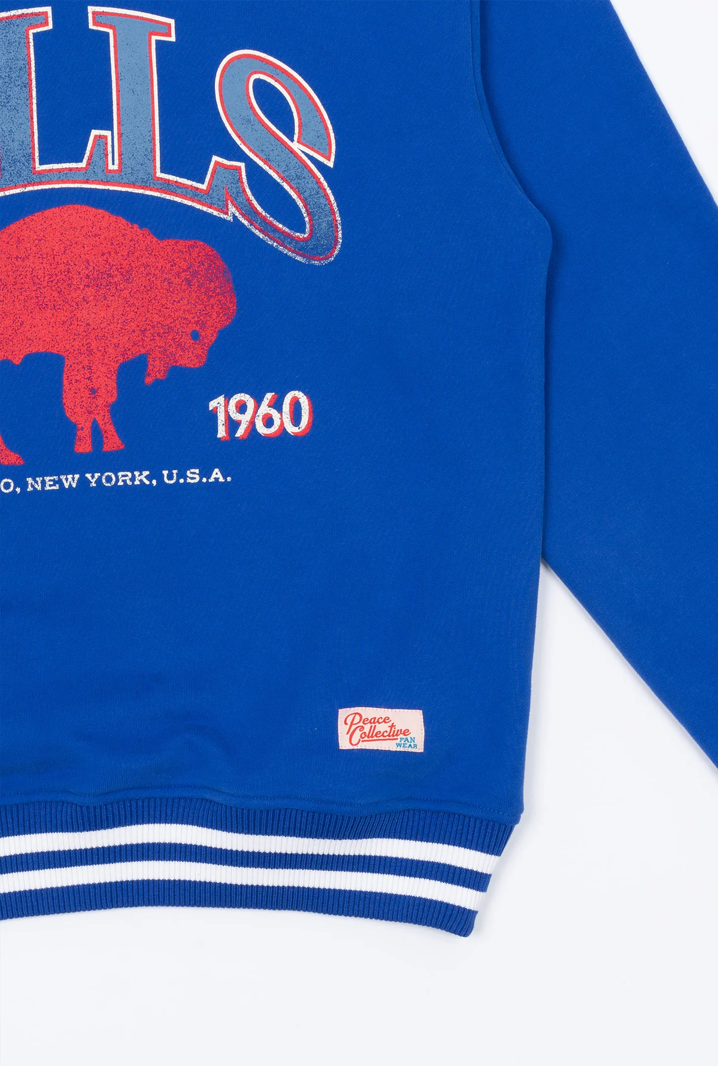Buffalo Bills Vintage Striped Heavyweight Crewneck - Royal - Image 3