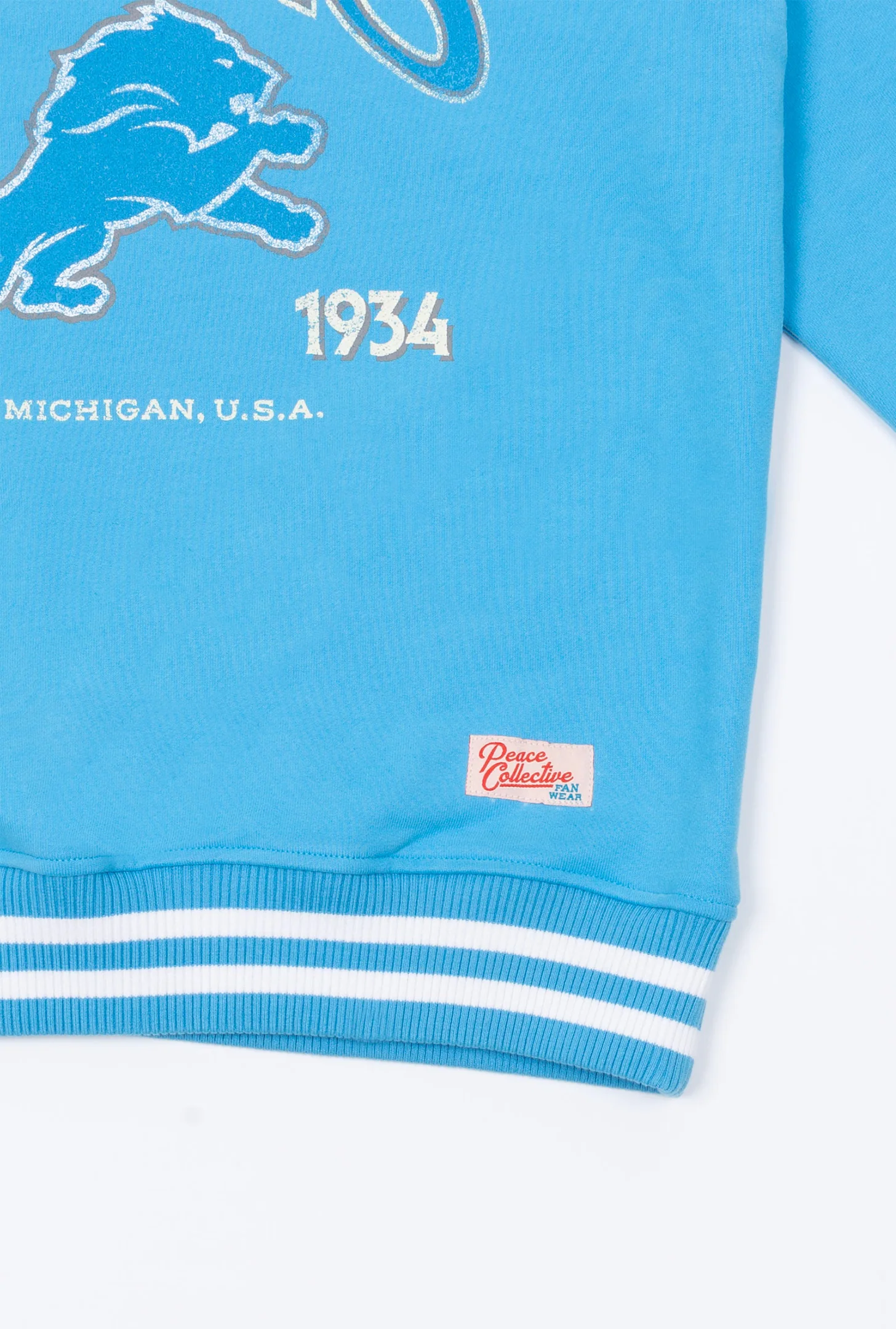Detroit Lions Vintage Striped Heavyweight Crewneck - Baby Blue - Image 3