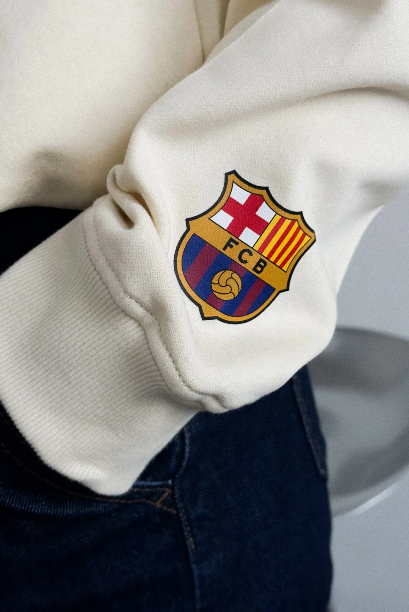 FC Barcelona Collegiate Quarter Zip - Ivory - Image 2