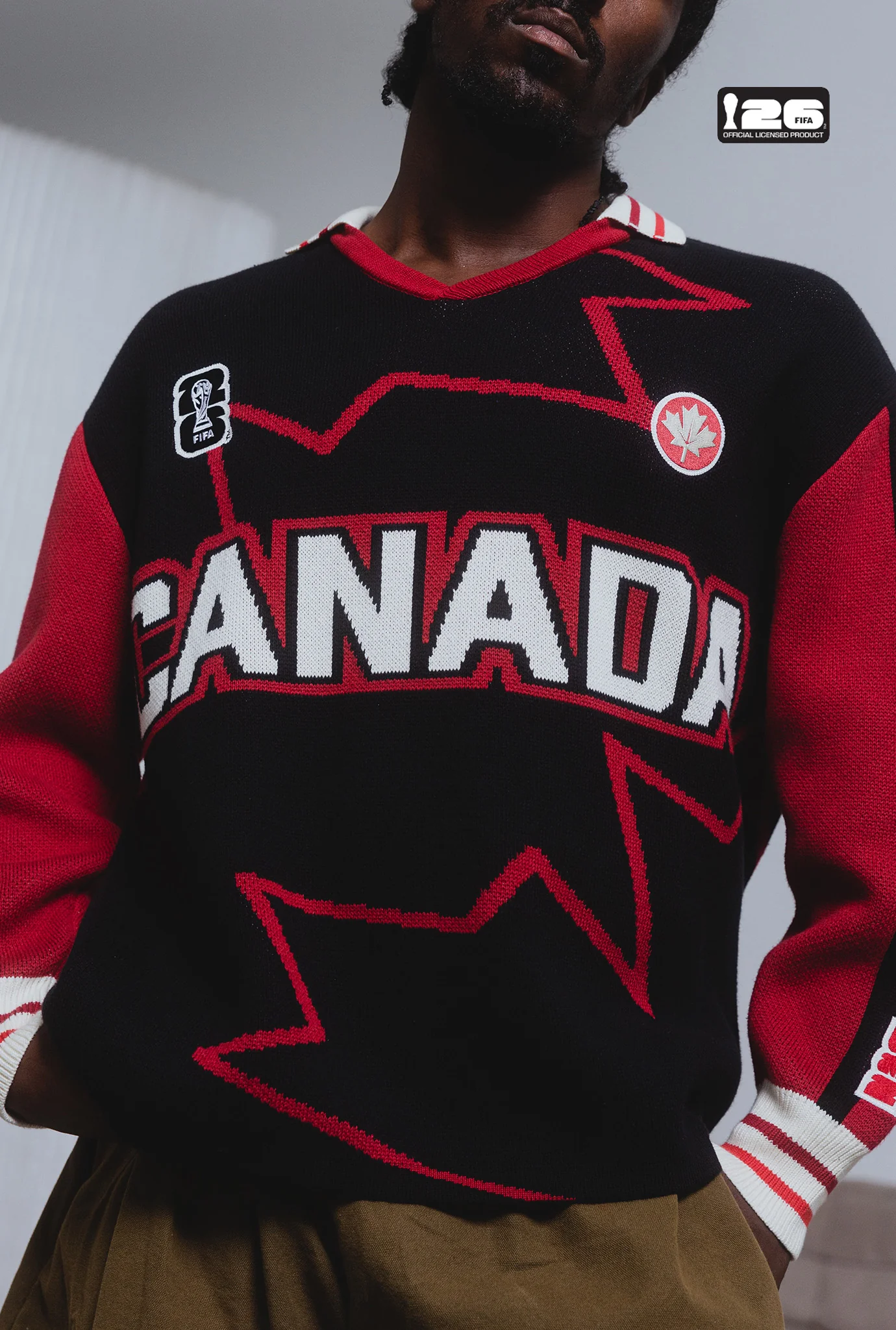FIFA World Cup 2026™ Canada Knit Long Sleeve Jersey - Black - Image 6