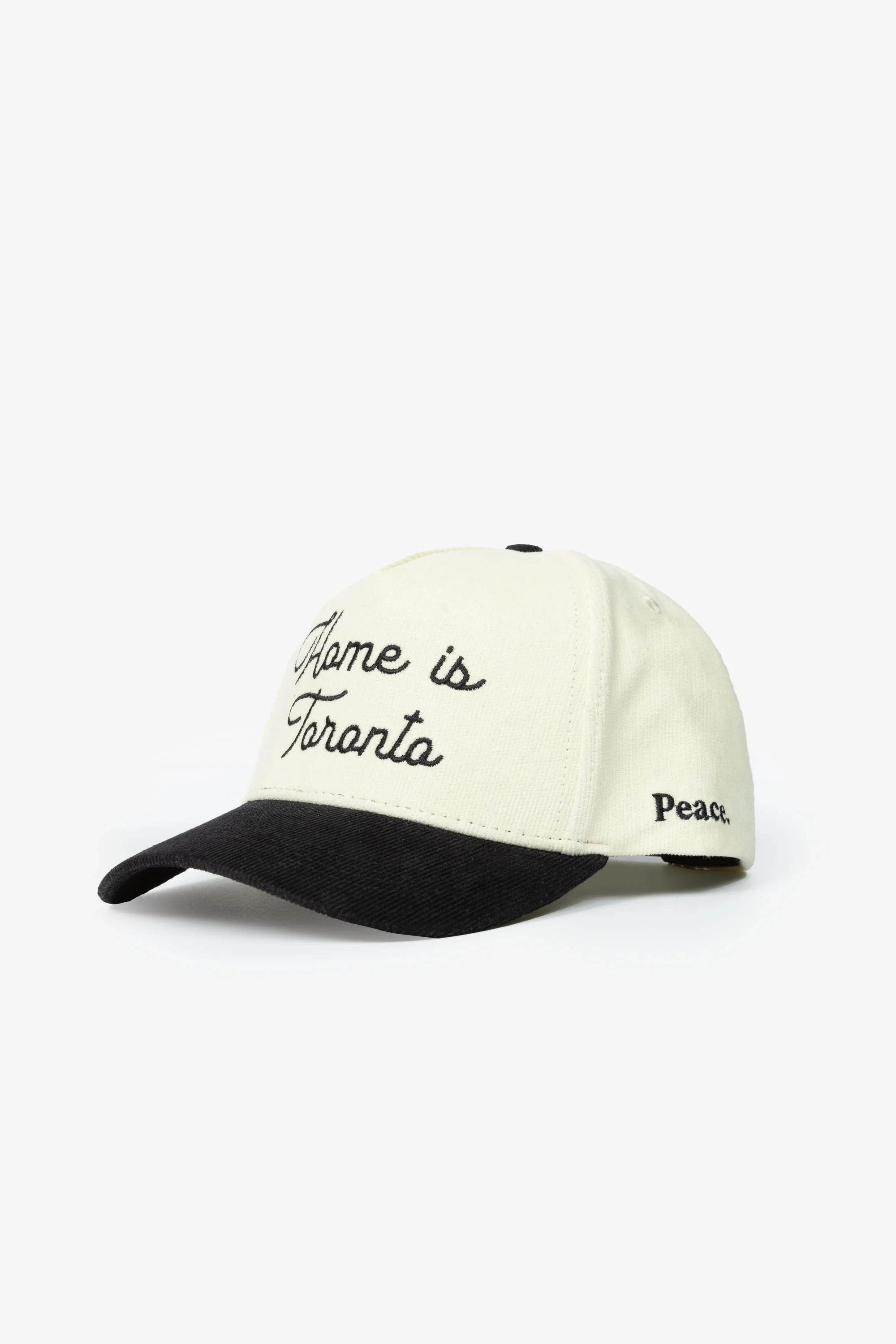 Home is Toronto Corduroy A-Frame Cap - Black / Ivory - Image 2