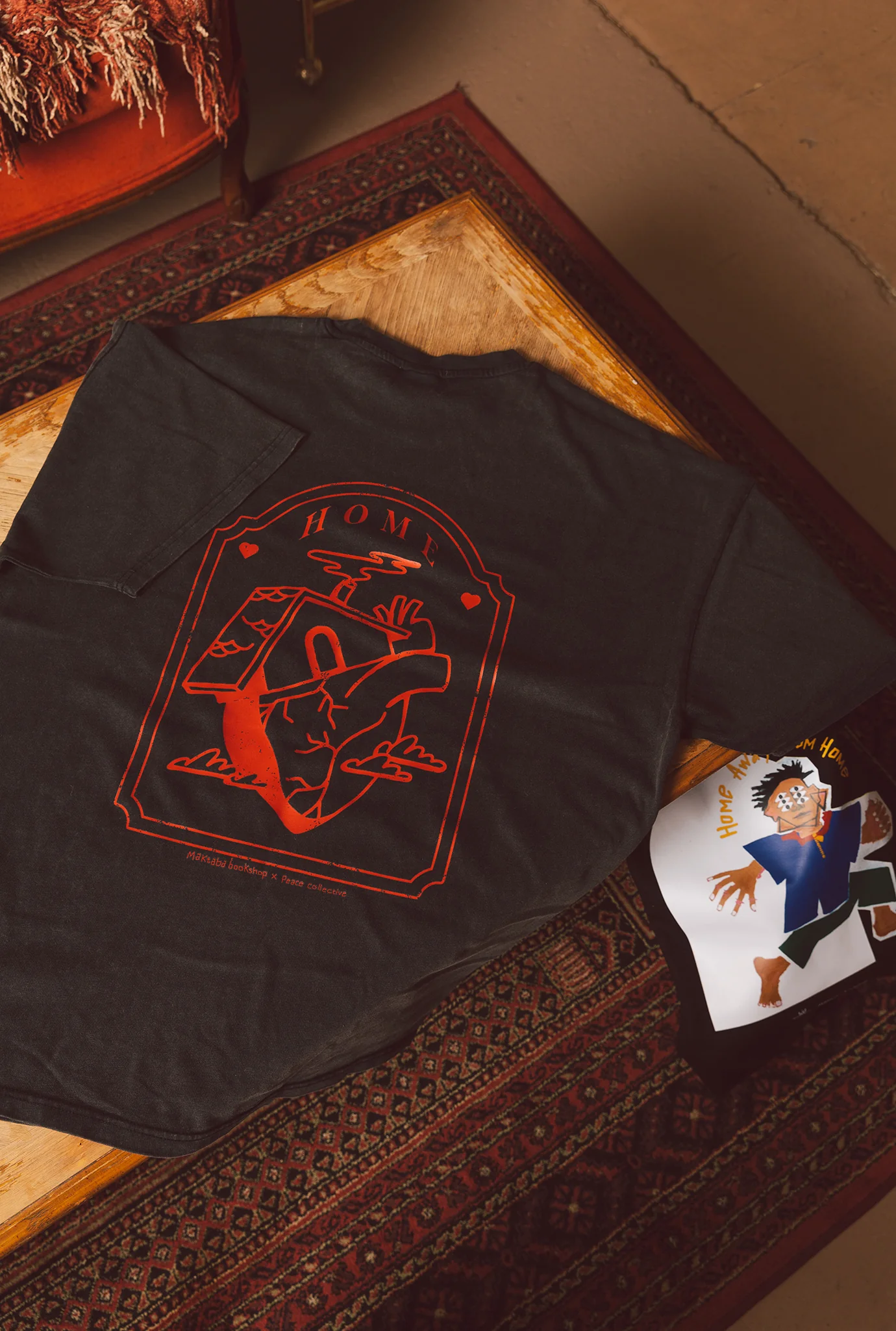 Home is Where the Heart is Heavyweight Garment Dyed T-Shirt - Black - Image 4