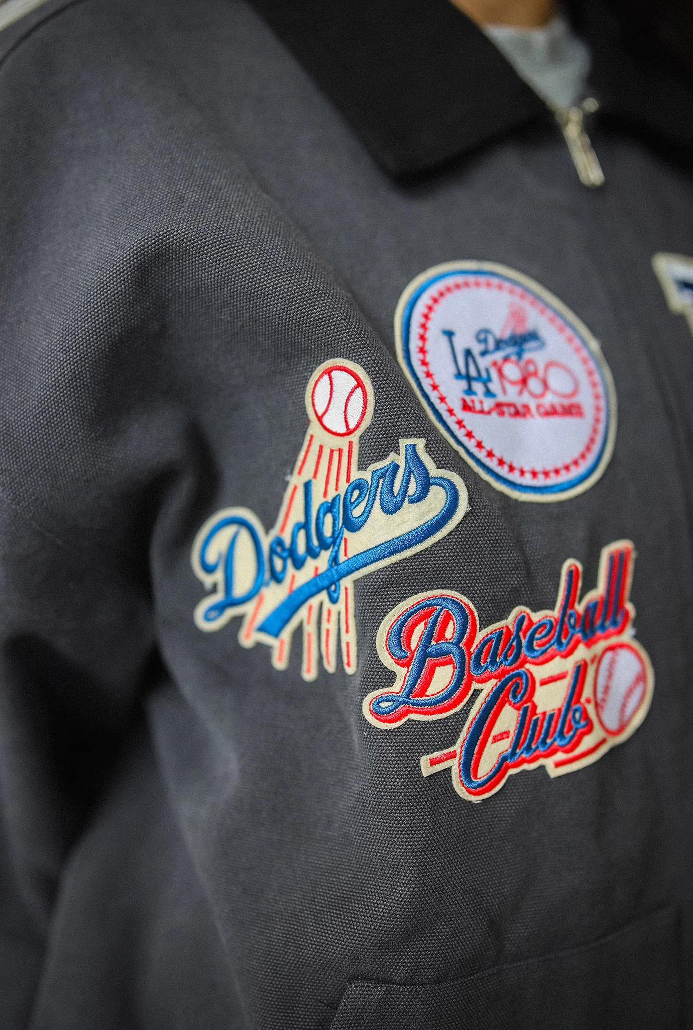 Los Angeles Dodgers Vintage Work Jacket - Black - Image 6