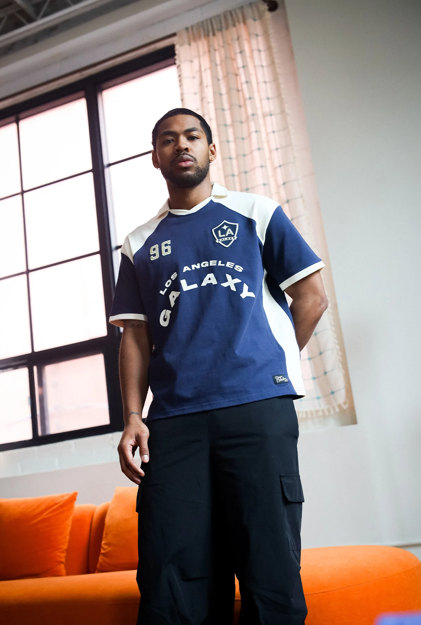 Los Angeles Galaxy Colour Block Soccer Jersey - Navy / Ivory - Image 5