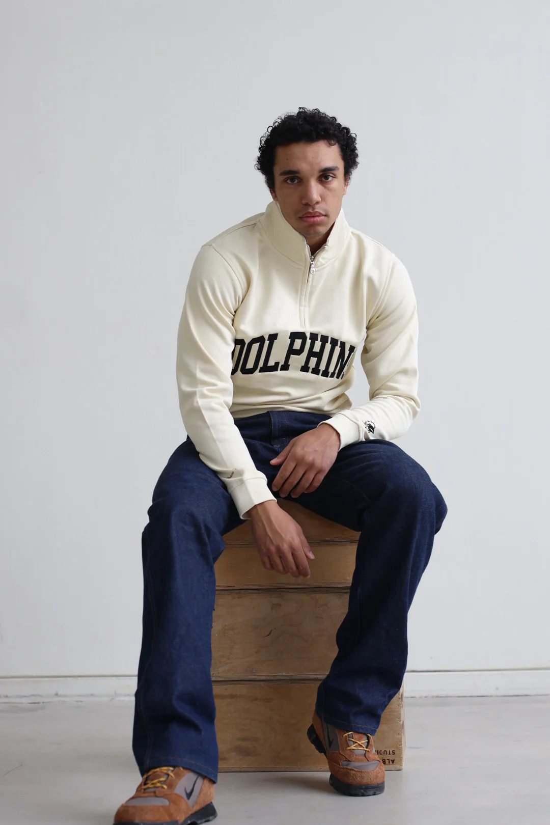Miami Dolphins Collegiate Quarter Zip - Ivory - Image 4