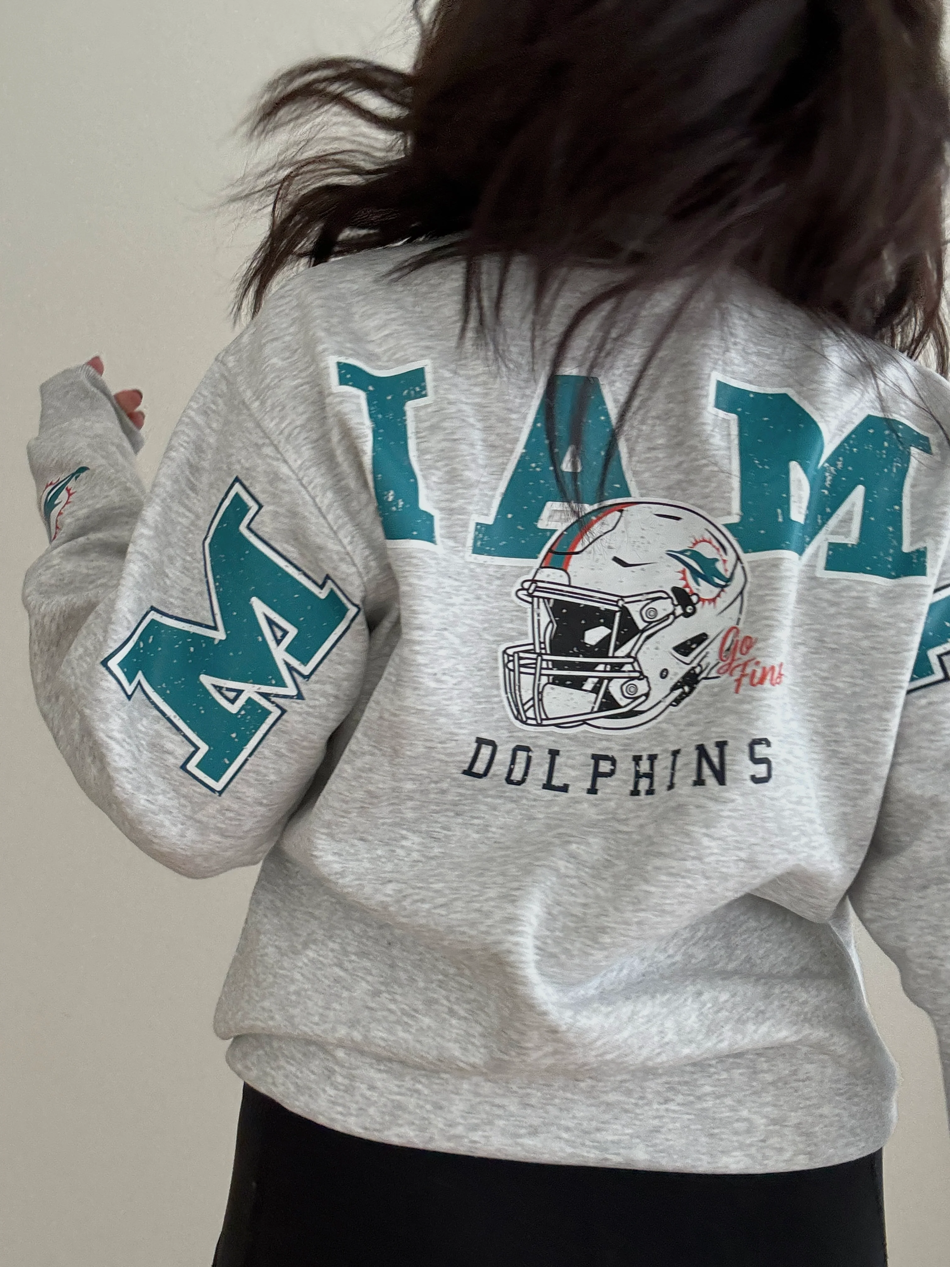 Miami Dolphins Spirit Crewneck - Ash - Image 5