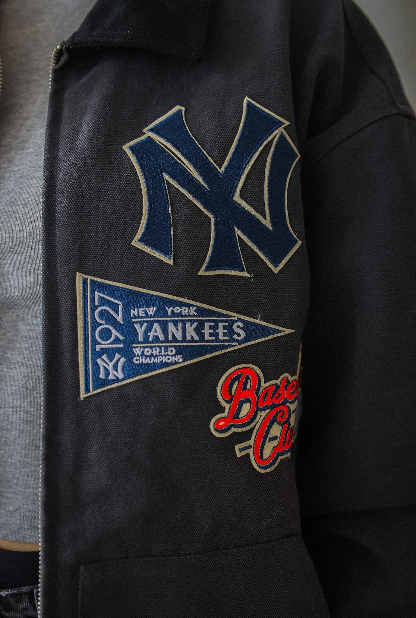 New York Yankees Vintage Work Jacket - Black - Image 4