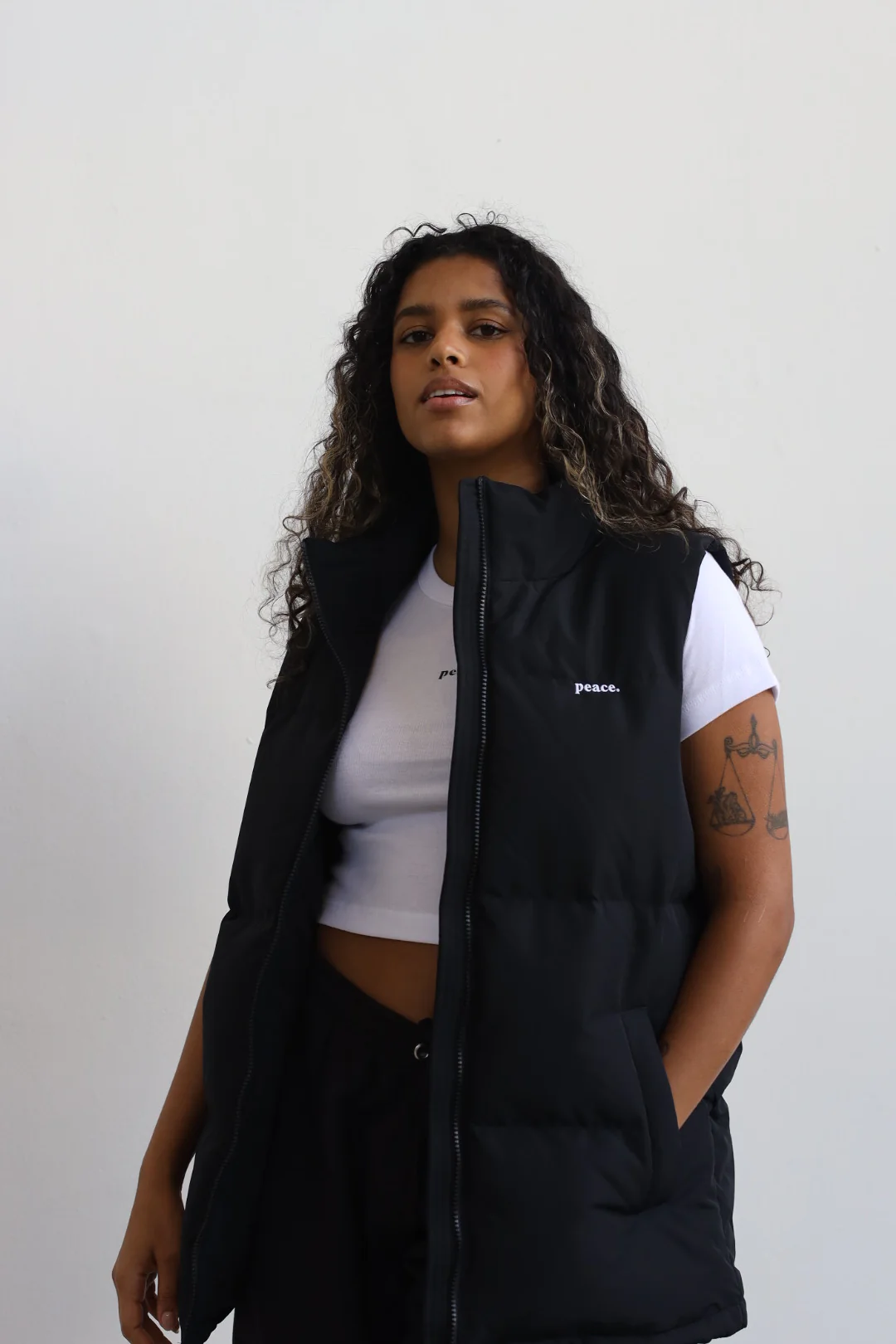 Peace Basics Puffer Vest - Black - Image 3