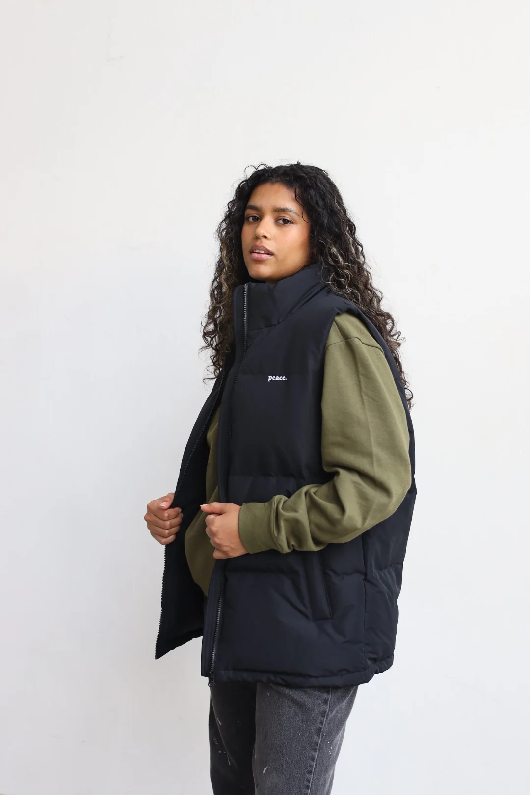 Peace Basics Puffer Vest - Black - Image 6