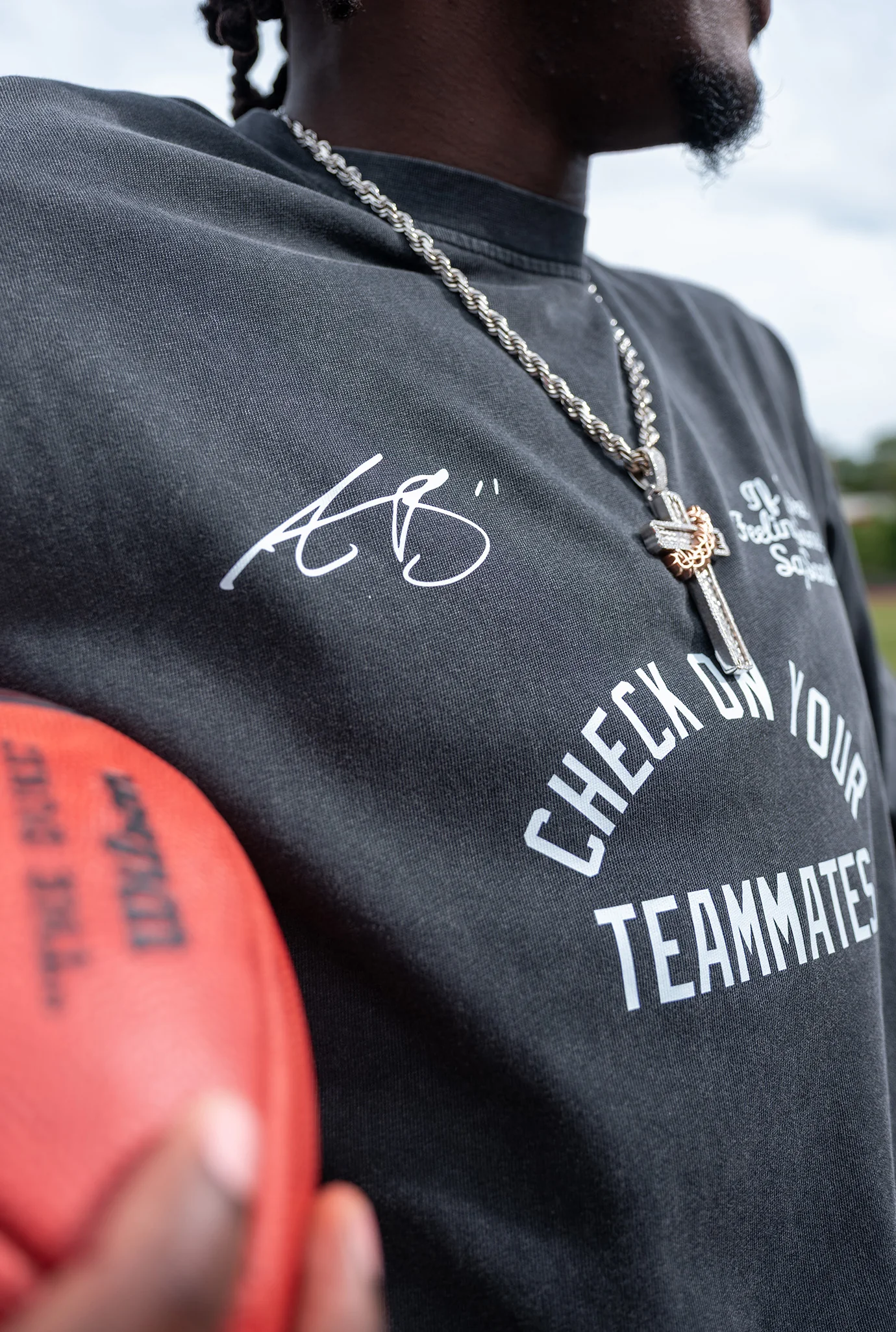 P/C x AJ Brown Teammates Heavyweight Garment Dyed T-Shirt - Black - Image 6