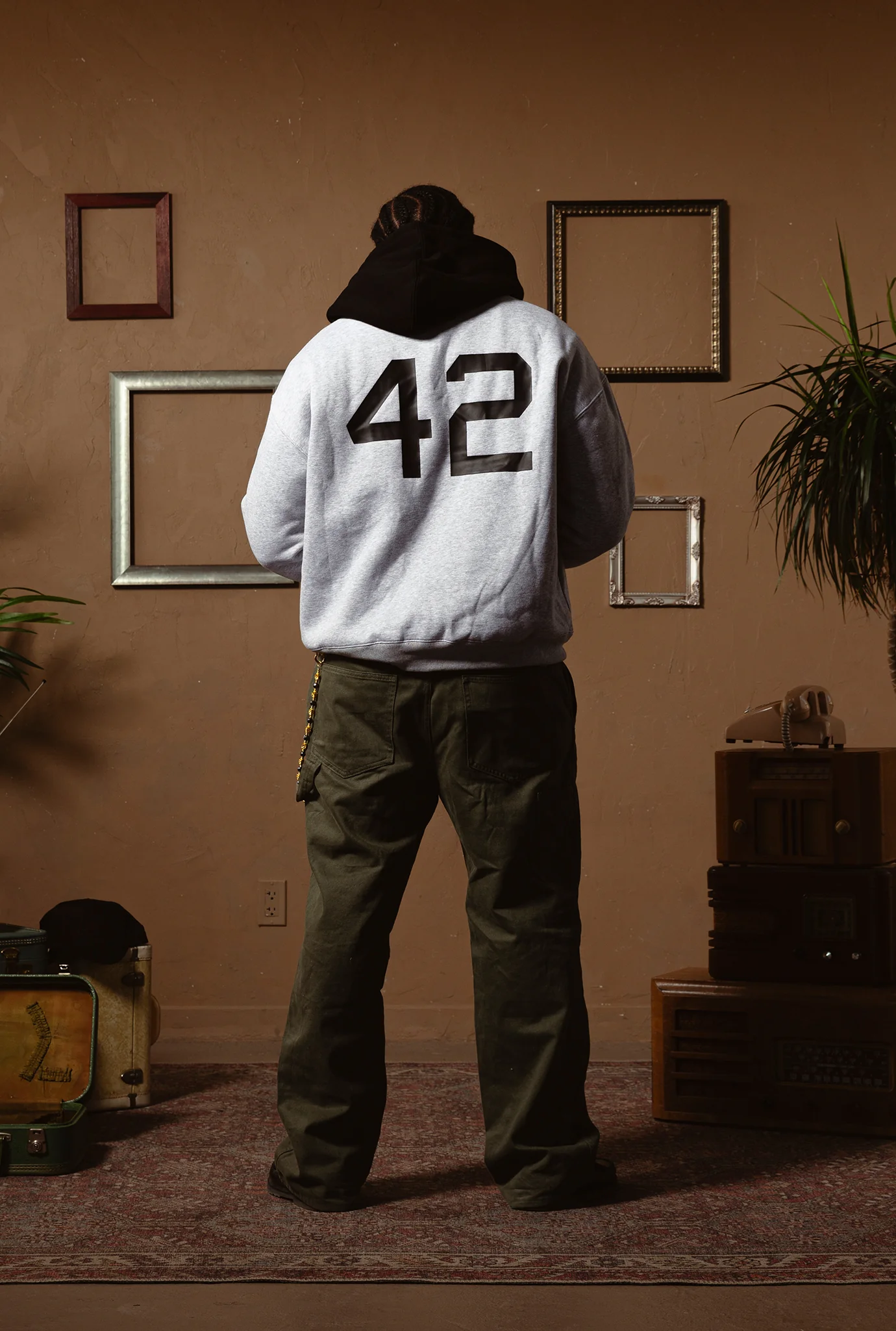 P/C x Jackie Robinson Colour Block Heavyweight Hoodie - Ash - Image 4