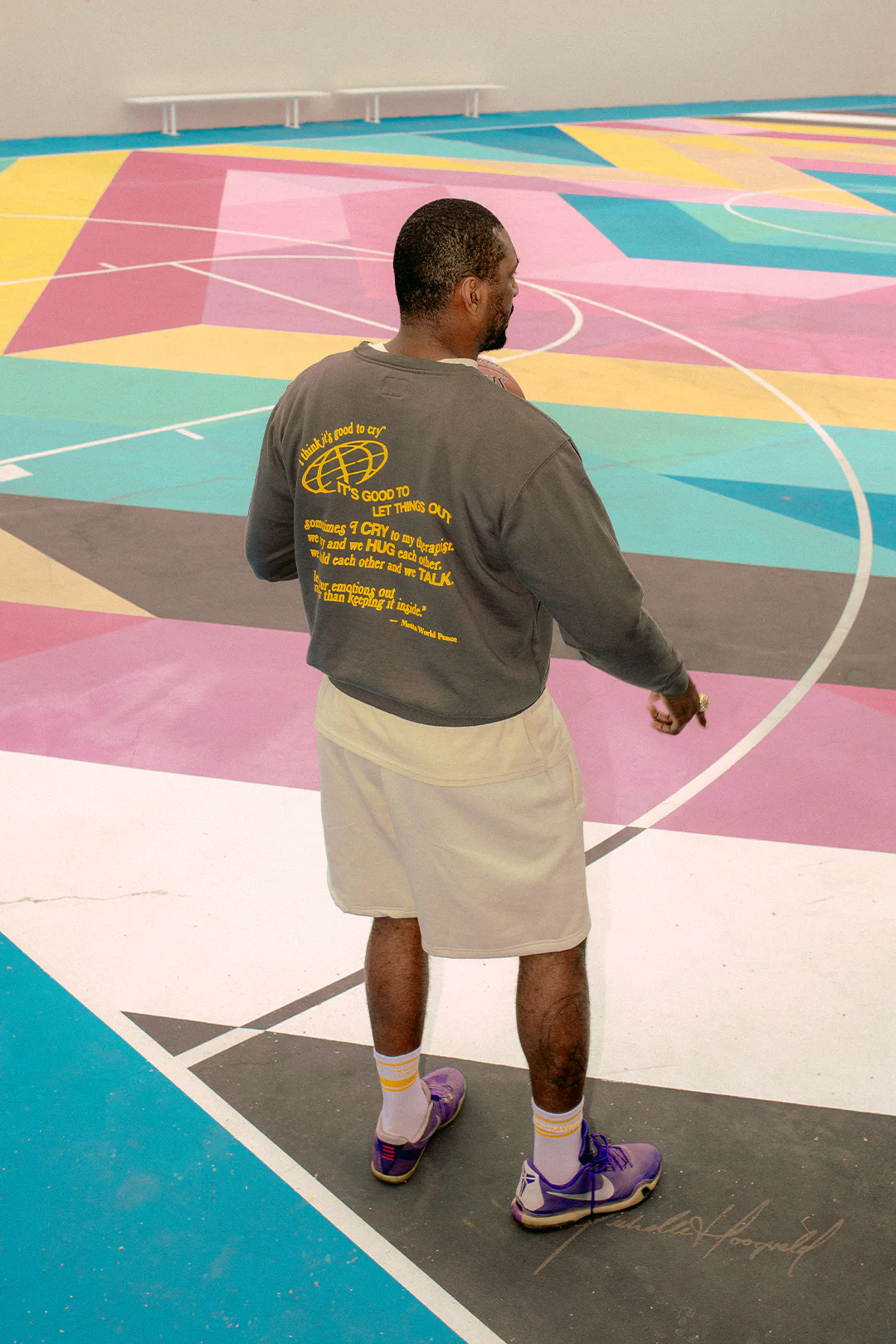 P/C x Metta World Peace Pigment Dye Crewneck - Black - Image 3
