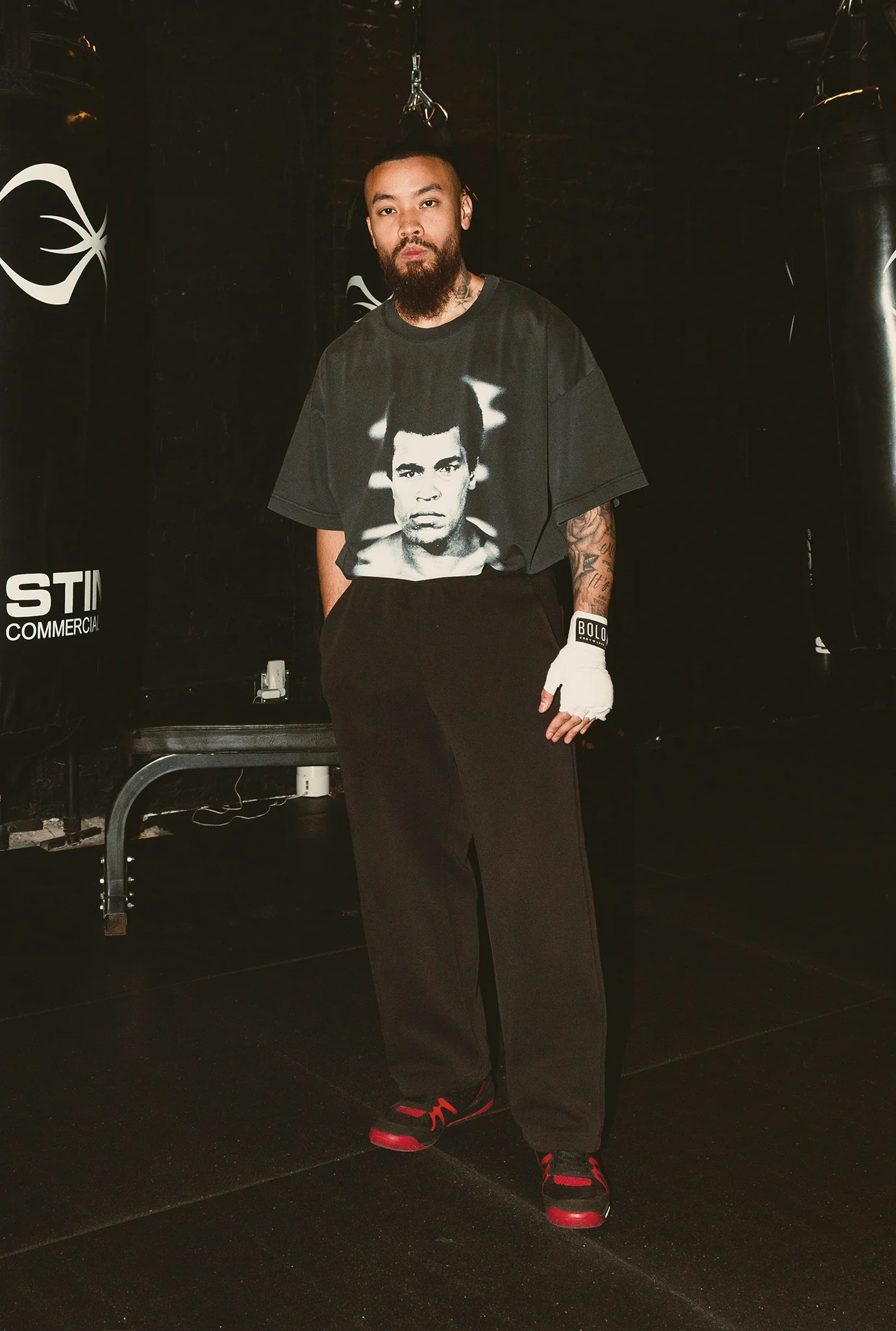 P/C x Muhammad Ali Heavyweight Garment Dyed T-Shirt - Black - Image 5