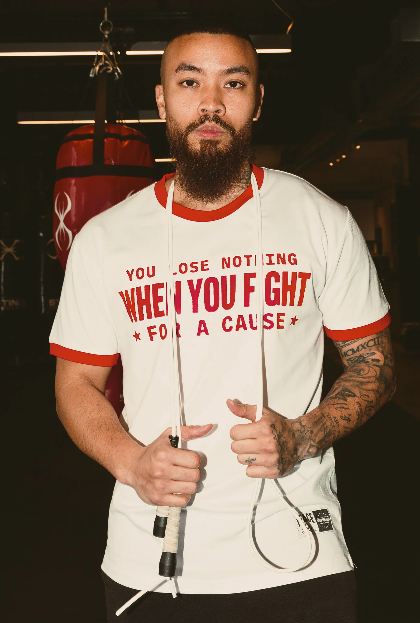 P/C x Muhammad Ali Ringer T-Shirt - White / Red - Image 4