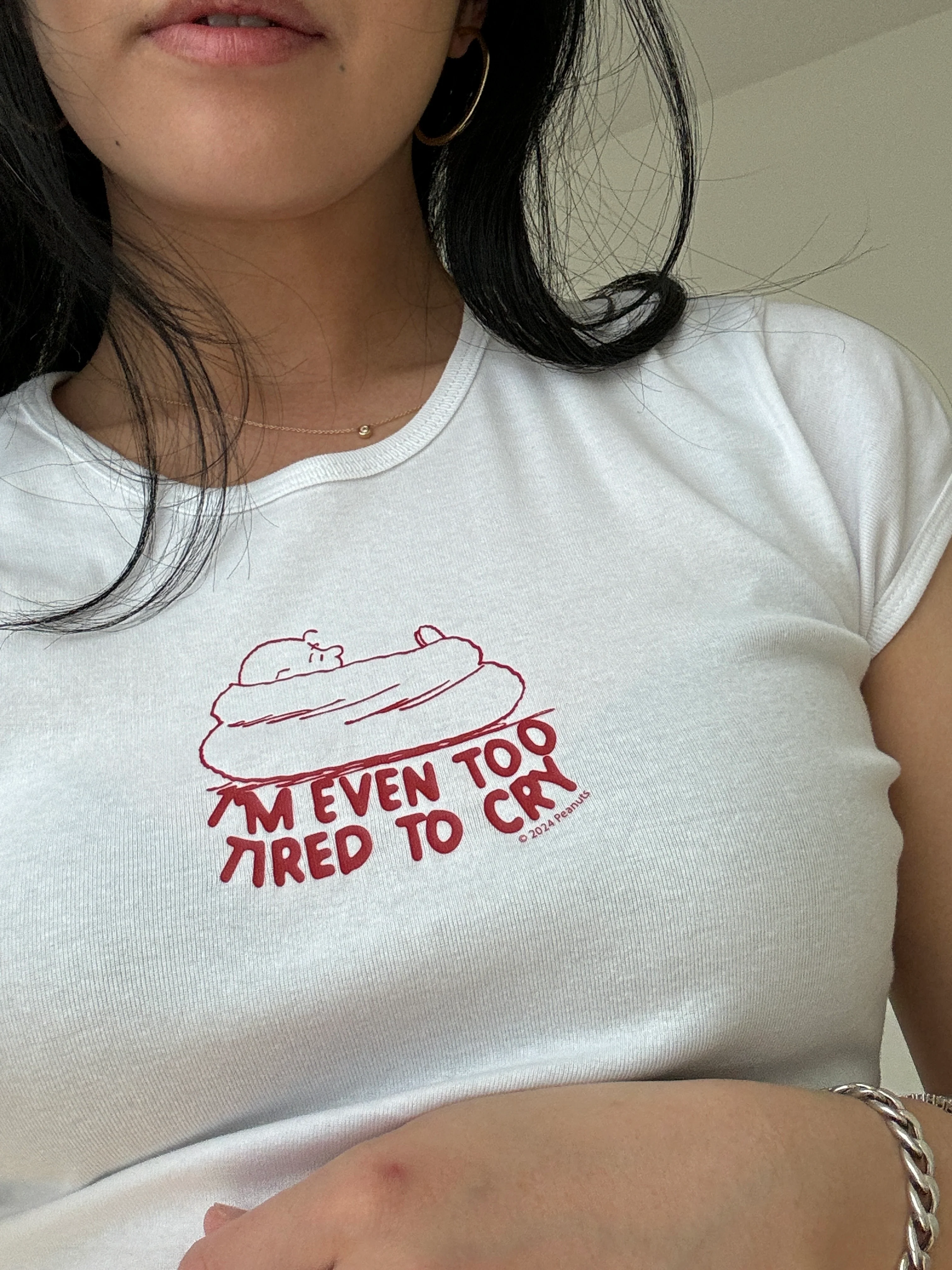 P/C x Peanuts Too Tired Baby Tee - White - Image 3
