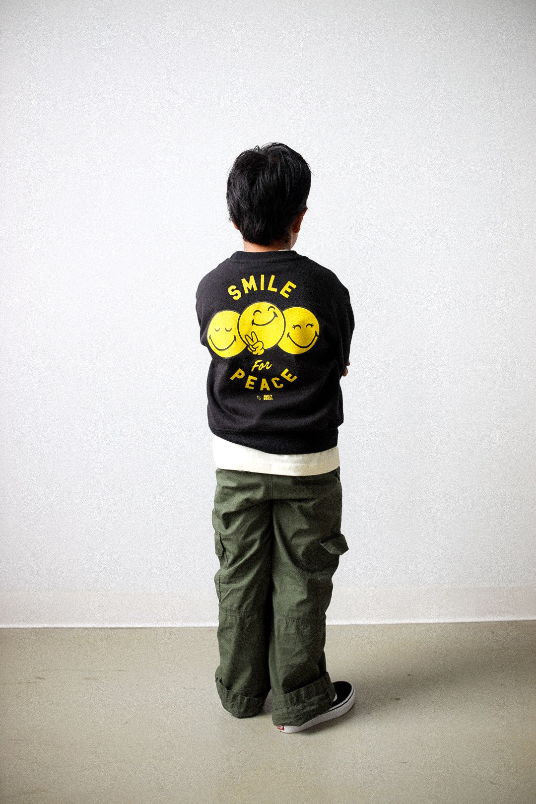 P/C x SmileyWorld Smile for Peace Youth Heavyweight Crewneck - Black - Image 4
