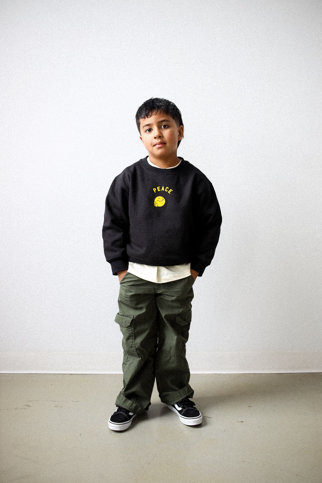 P/C x SmileyWorld Smile for Peace Youth Heavyweight Crewneck - Black - Image 5