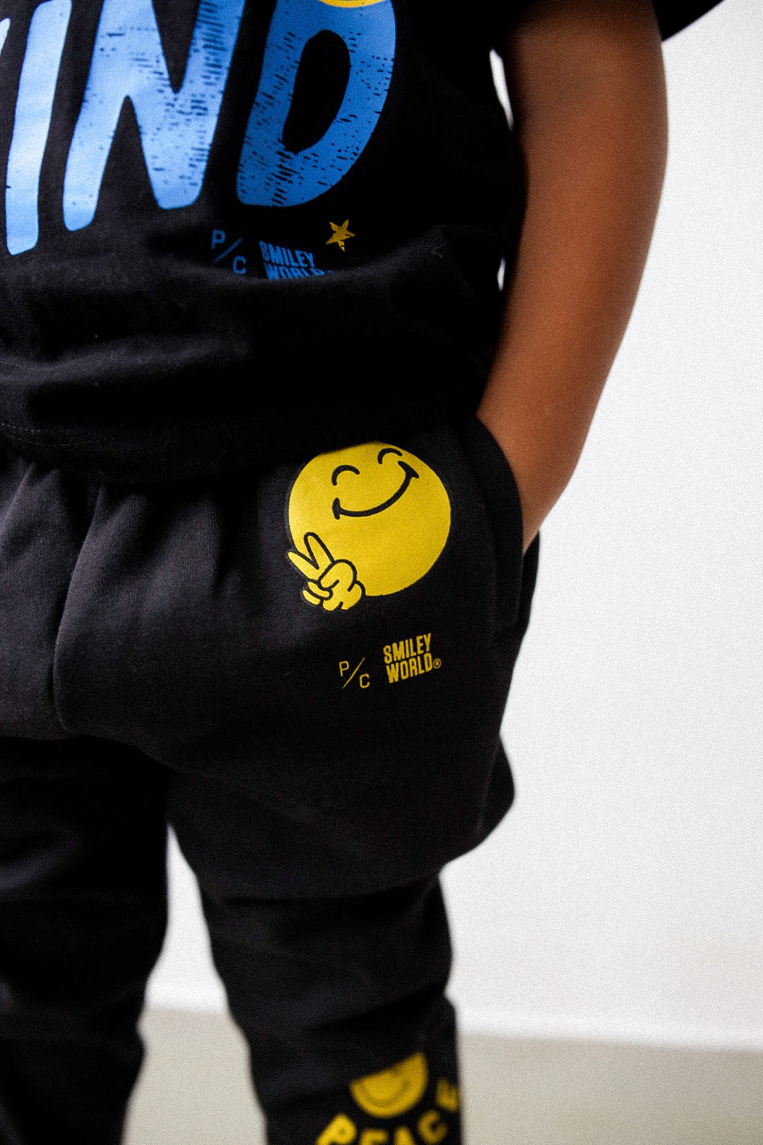 P/C x SmileyWorld Smile for Peace Youth Heavyweight Jogger - Black - Image 2