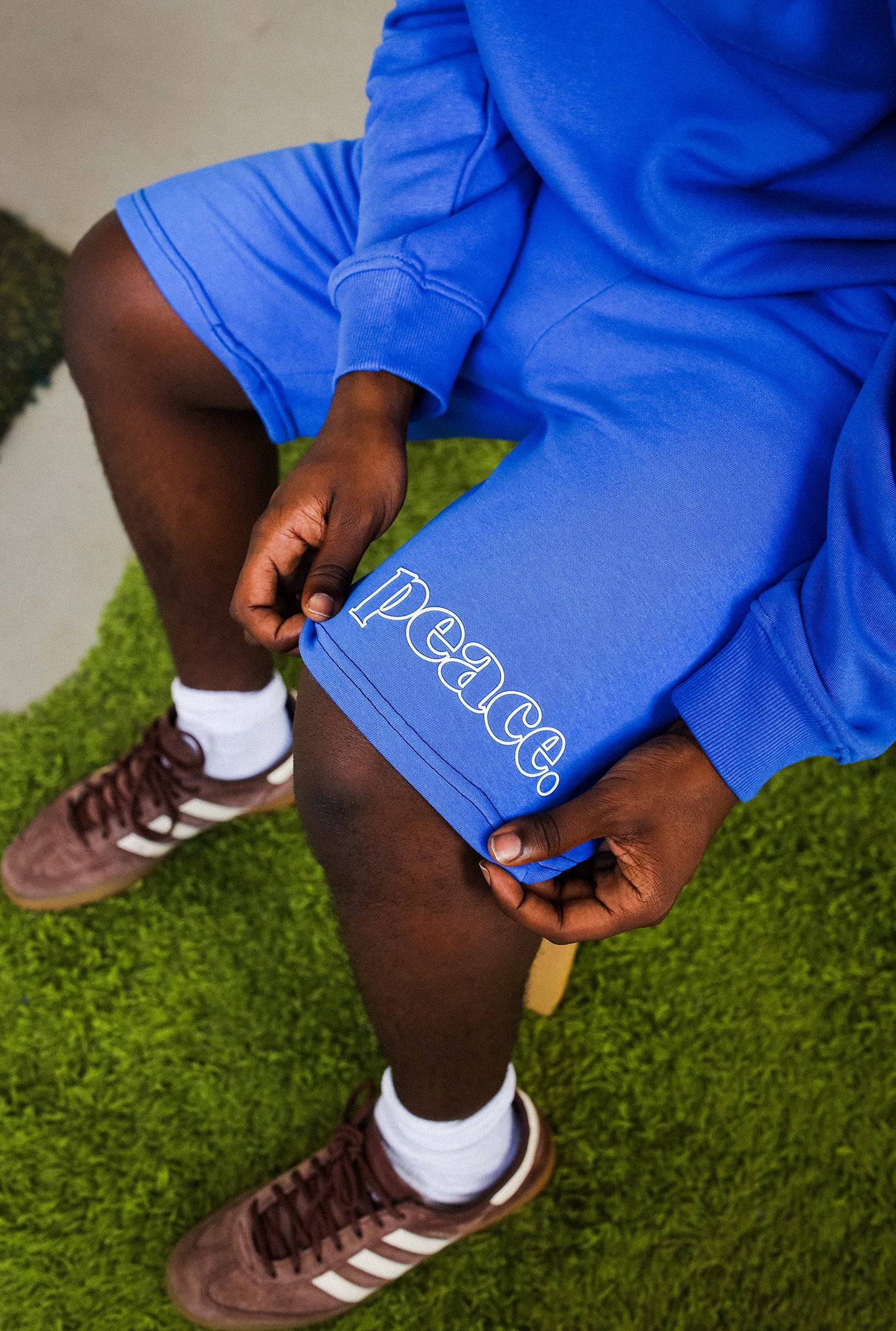 Peace Basics Fleece Shorts - Royal - Image 4