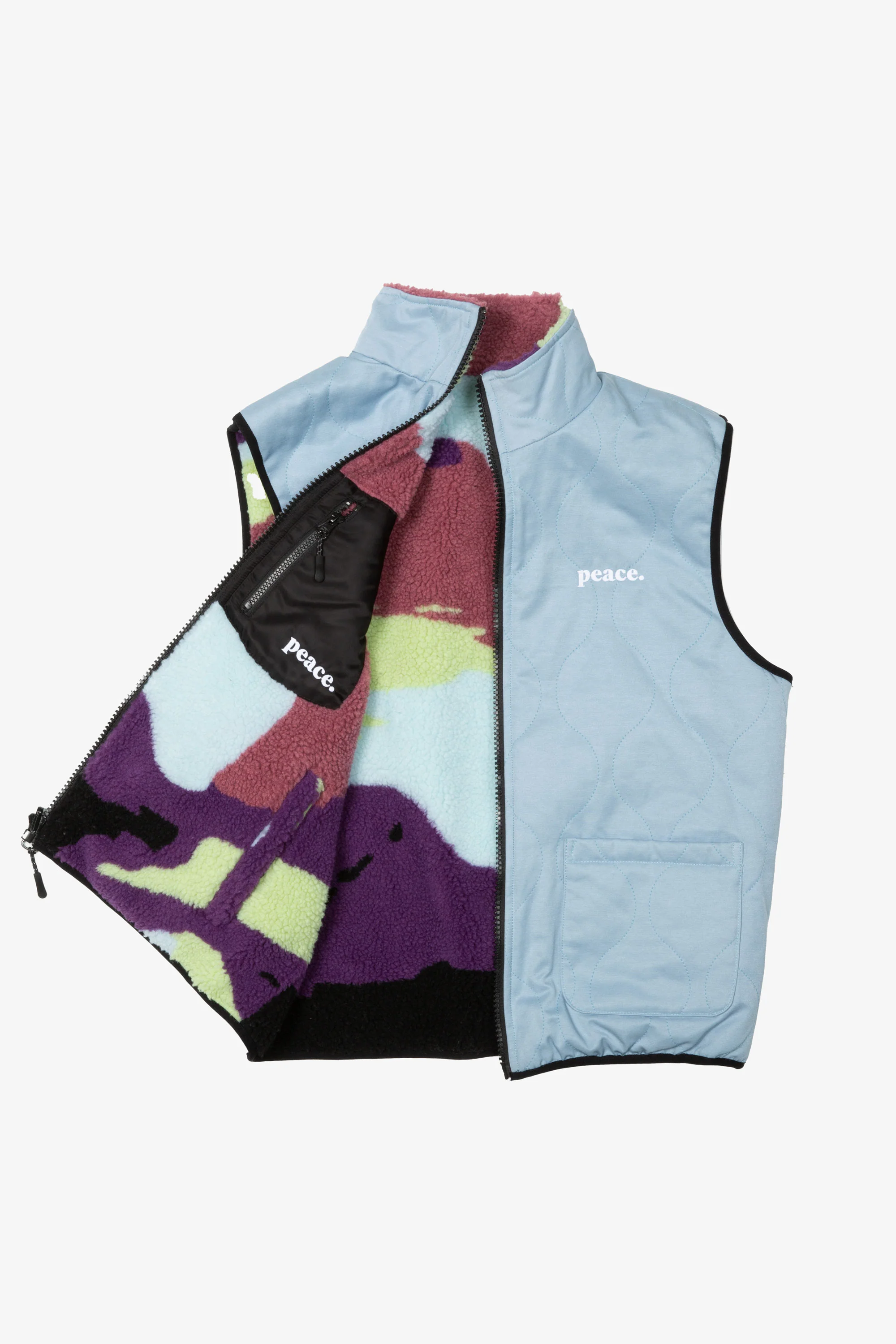 Peace Basics Reversible Quilted Vest - Aurora - Image 3