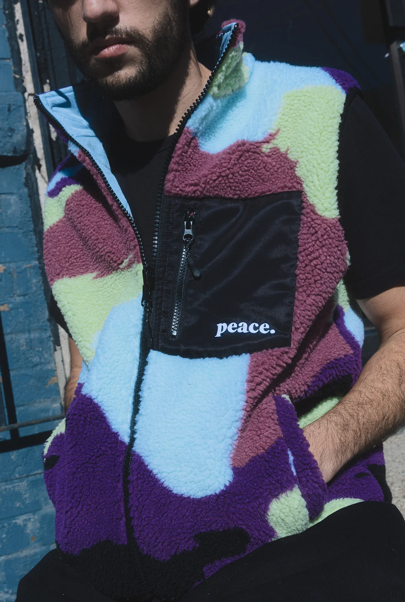 Peace Basics Reversible Quilted Vest - Aurora - Image 6