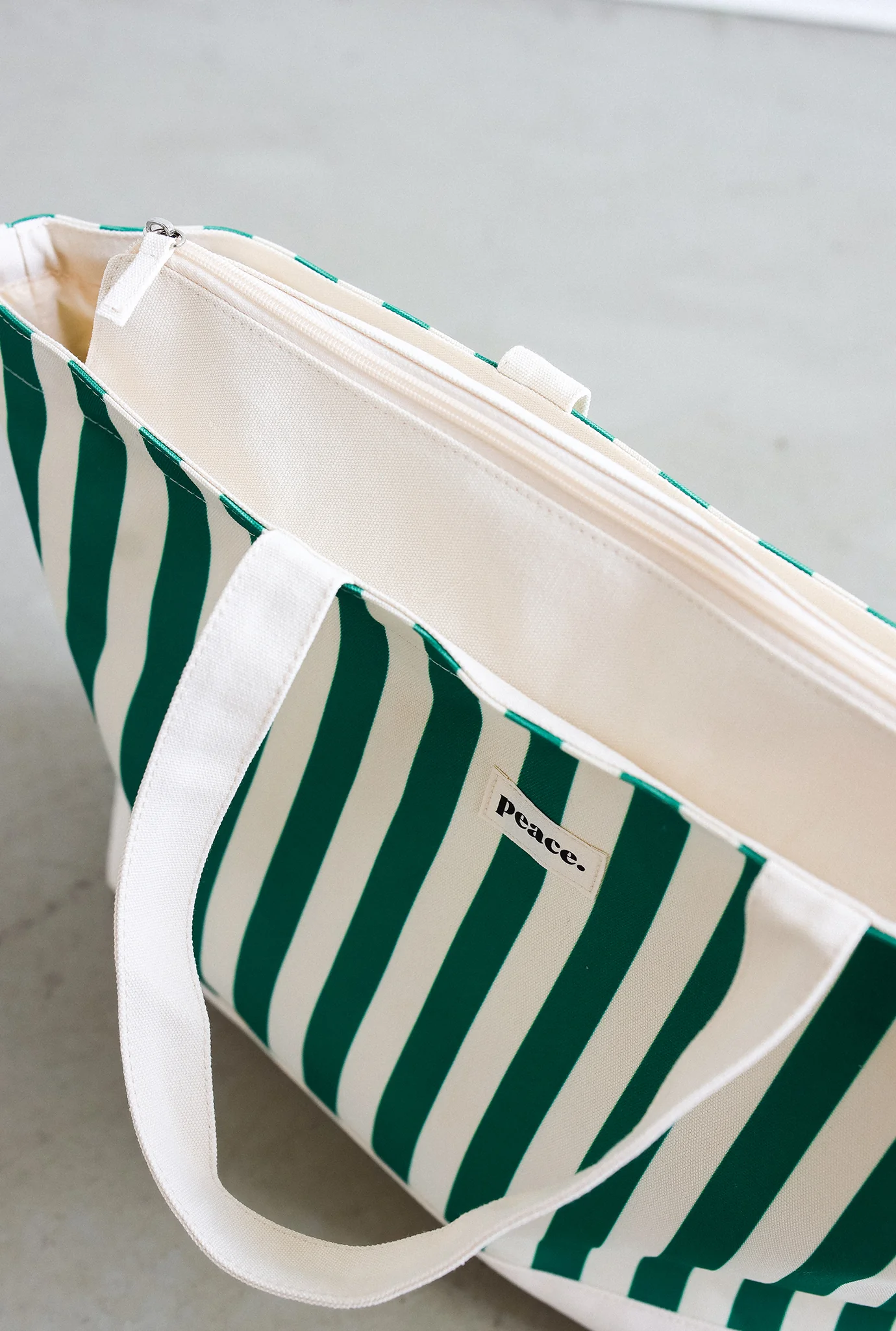 Peace Basics Striped Tote Bag - Green - Image 3