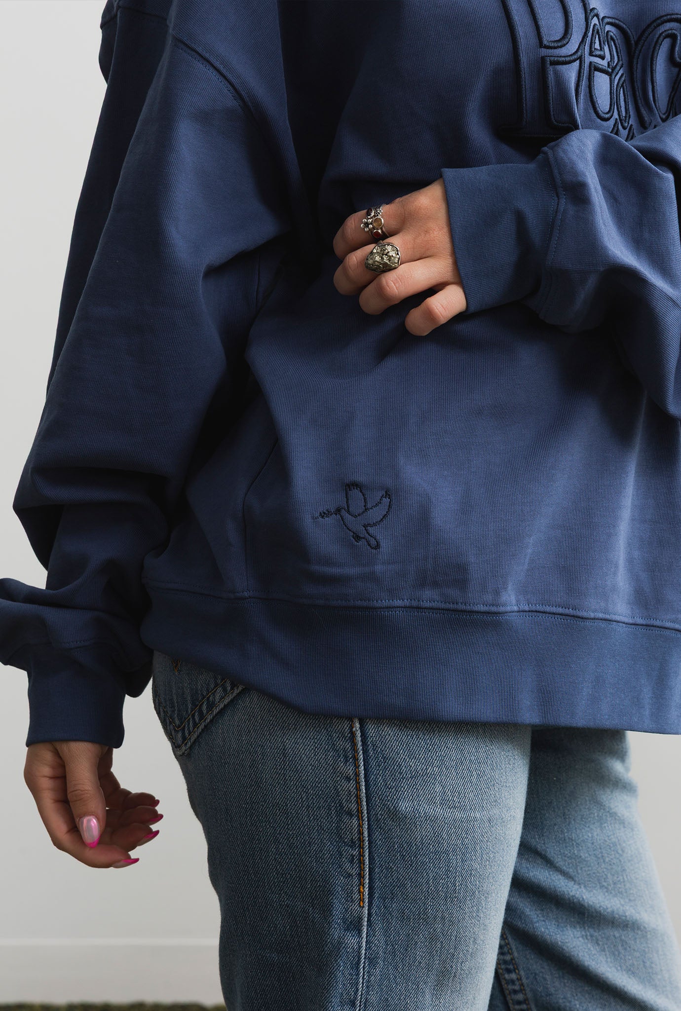 Peace Pigment Dye Crewneck - Navy - Image 4