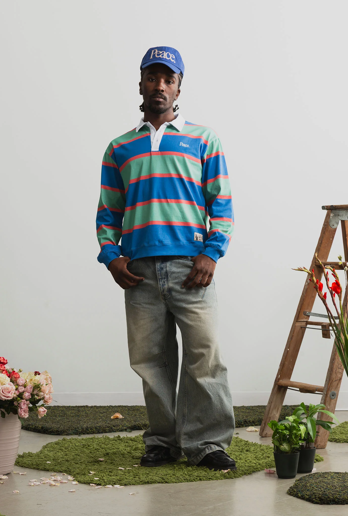 Peace Striped Rugby - Navy / Green - Image 2