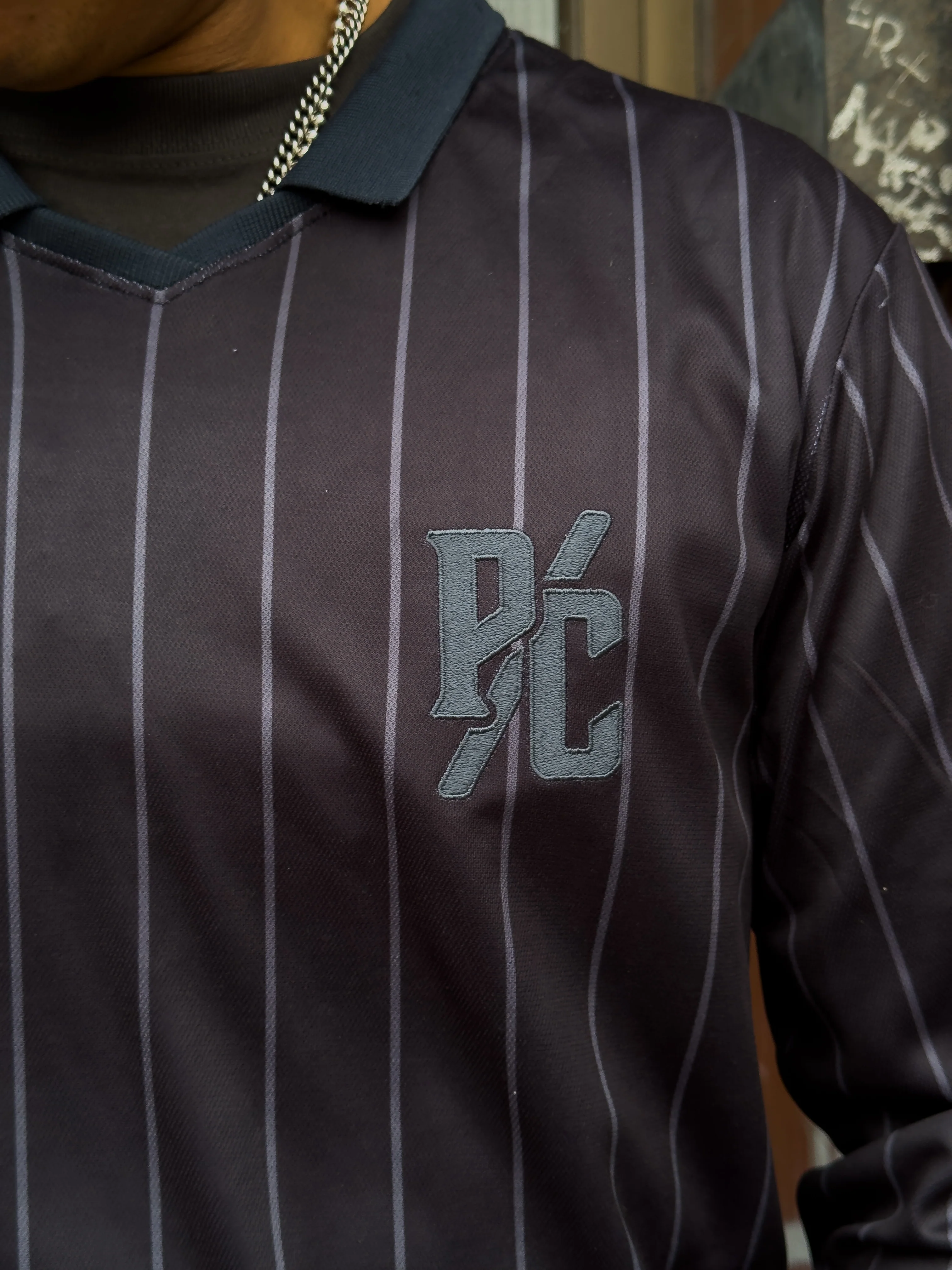 Peace Tonal Long Sleeve Soccer Jersey - Black - Image 2
