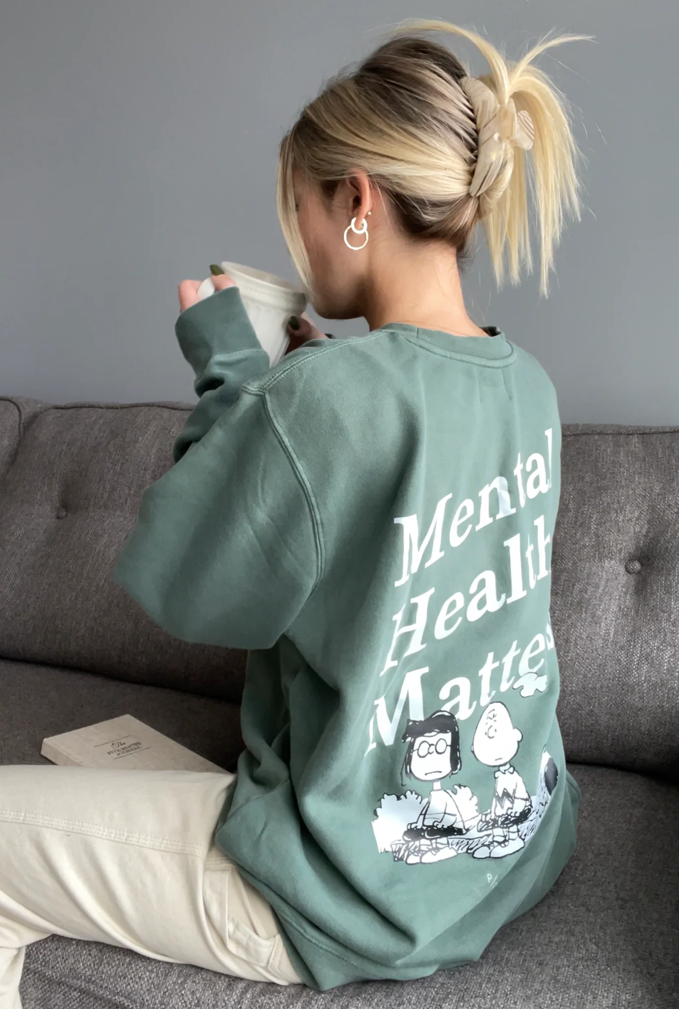 Peanuts Mental Health Matters Crewneck - Sage - Image 7