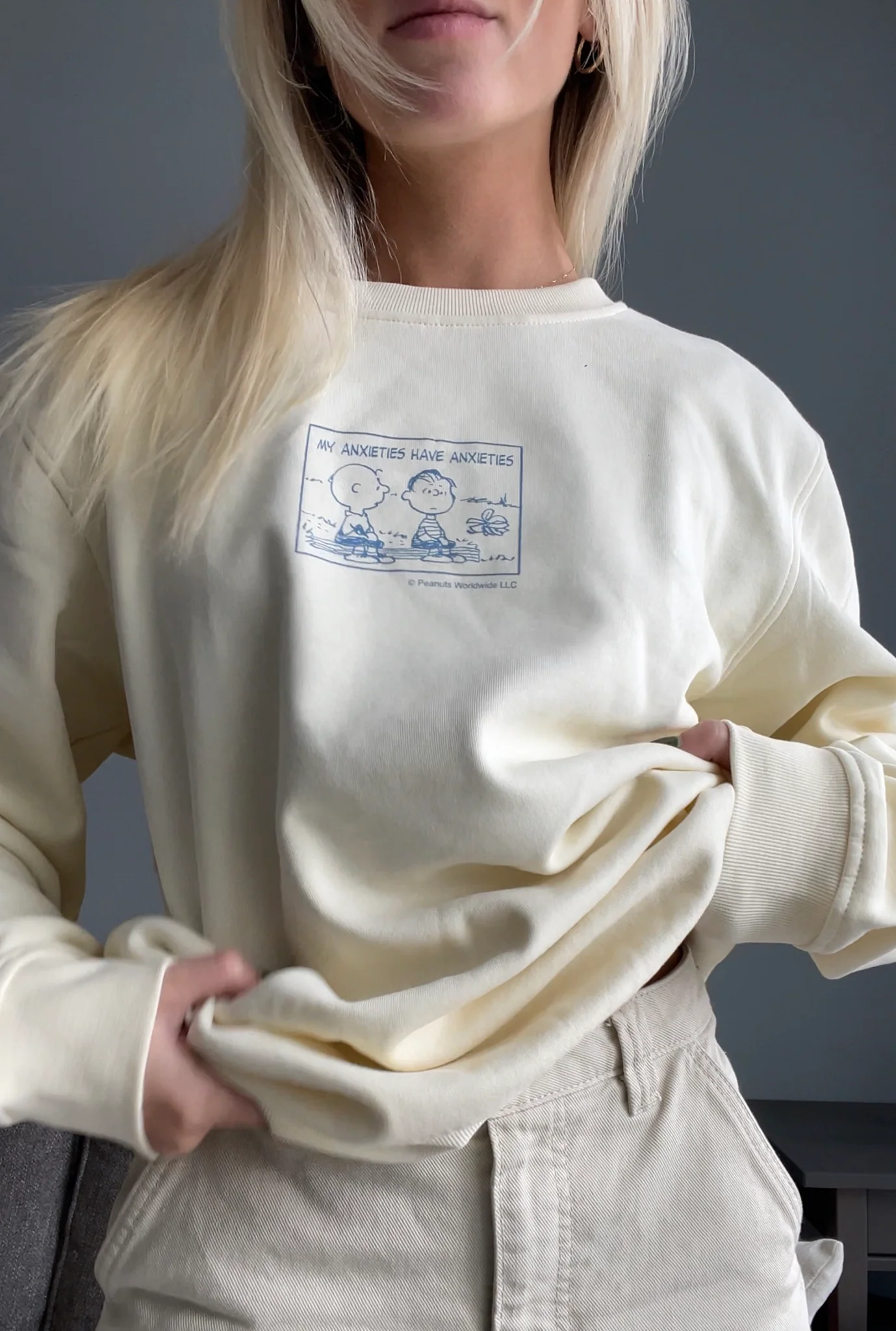 Peanuts My Anxieties have Anxieties Crewneck - Ivory - Image 7