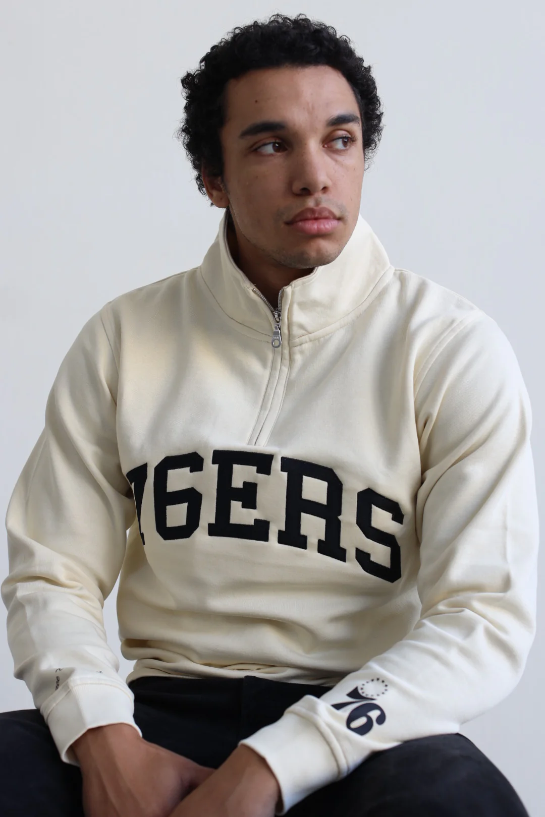 Philadelphia 76ers Collegiate Quarter Zip - Ivory - Image 4