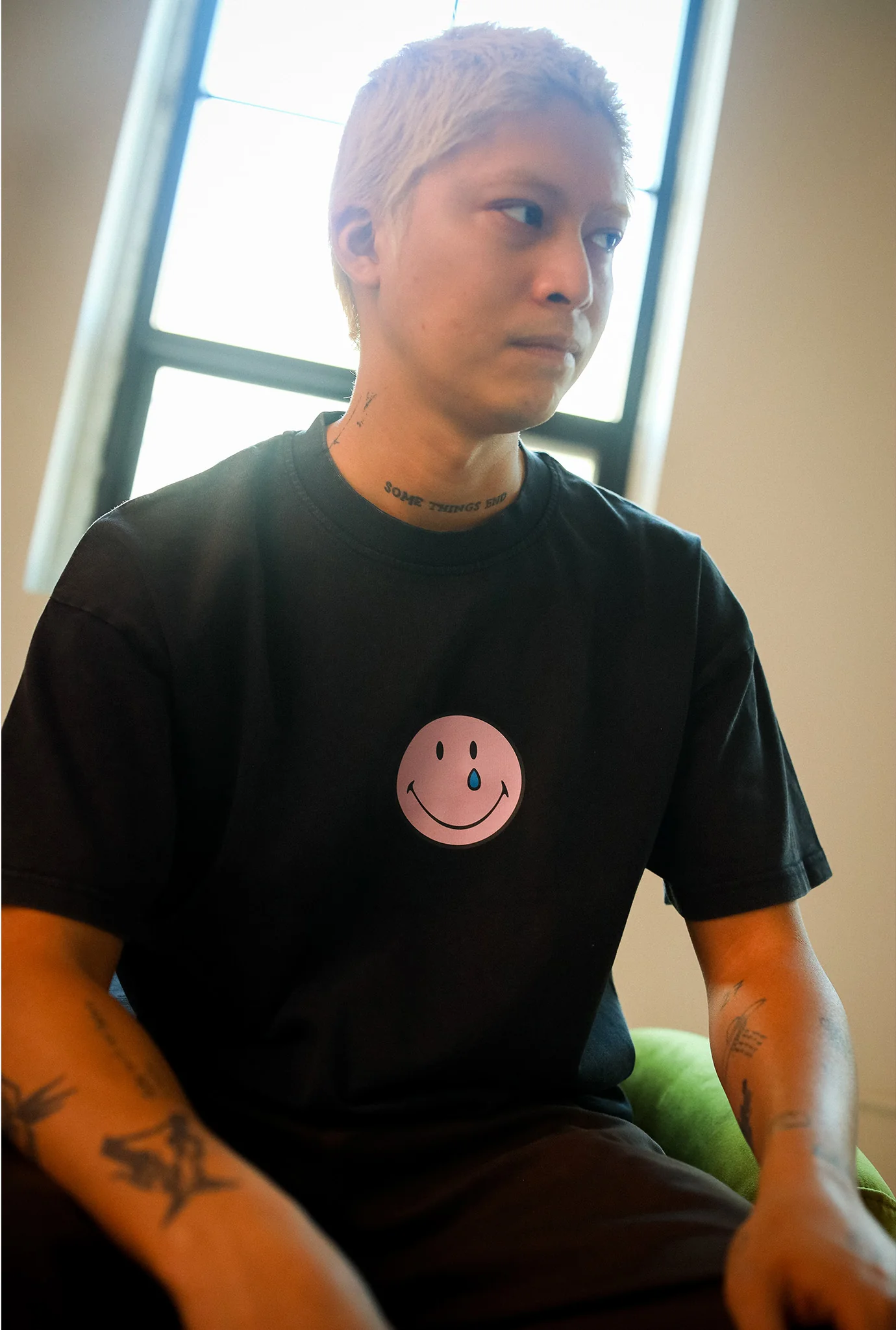 SMILEY: Being Human is Hard Heavyweight Garment Dyed T-Shirt - Black - Image 3