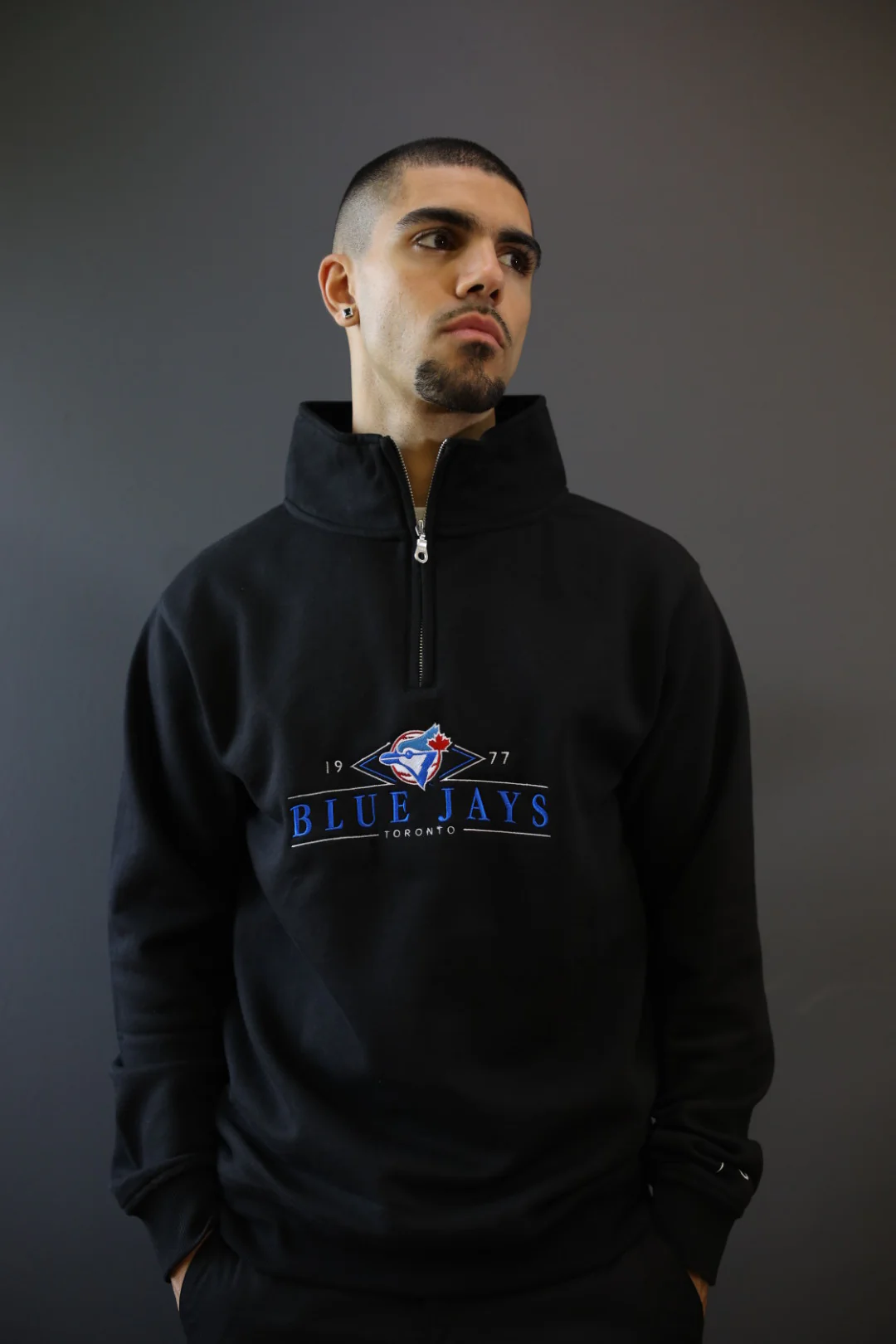 Toronto Blue Jays Quarter Zip - Black - Image 4