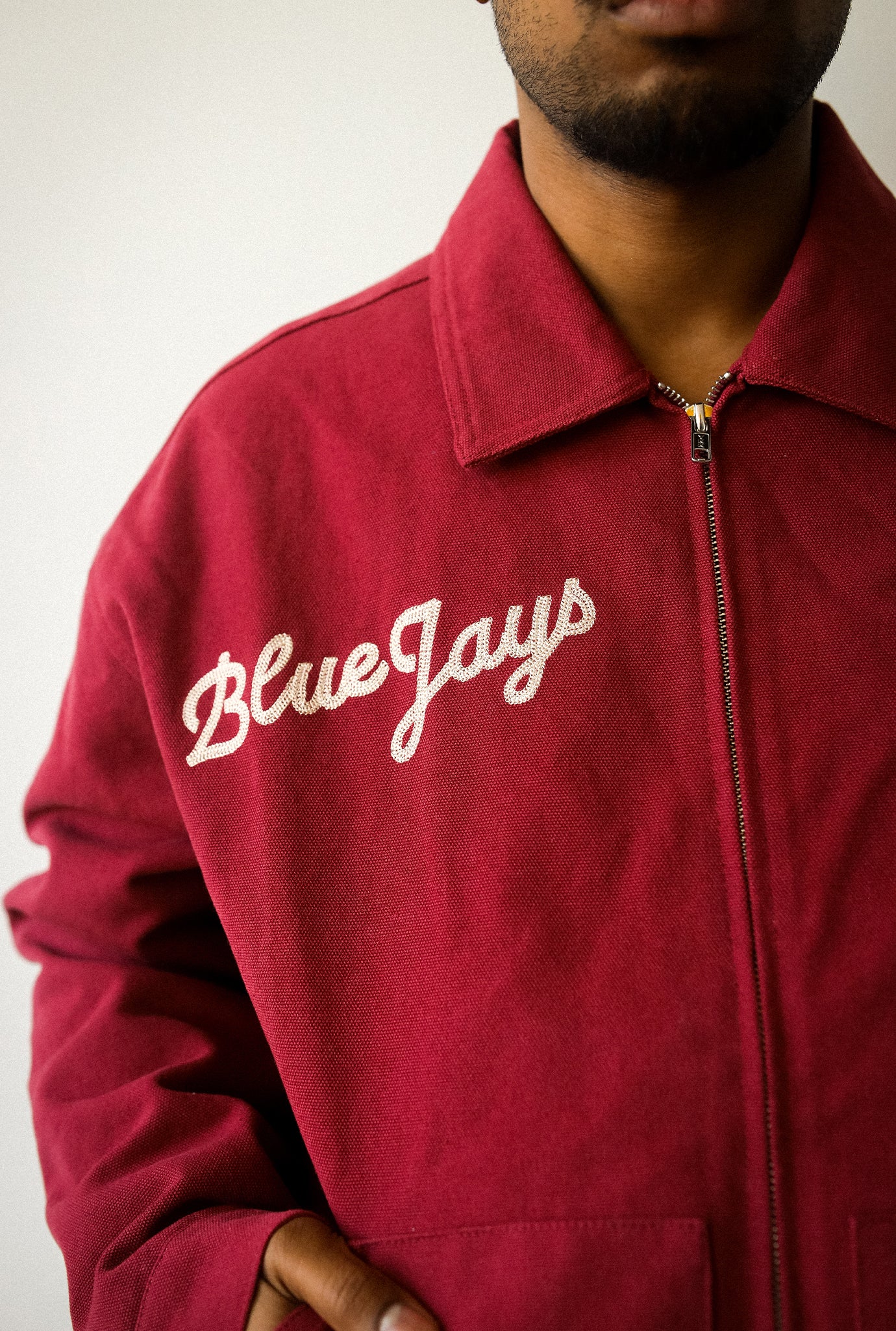 Toronto Blue Jays '92/'93 Champions Work Jacket - Maroon - Image 4