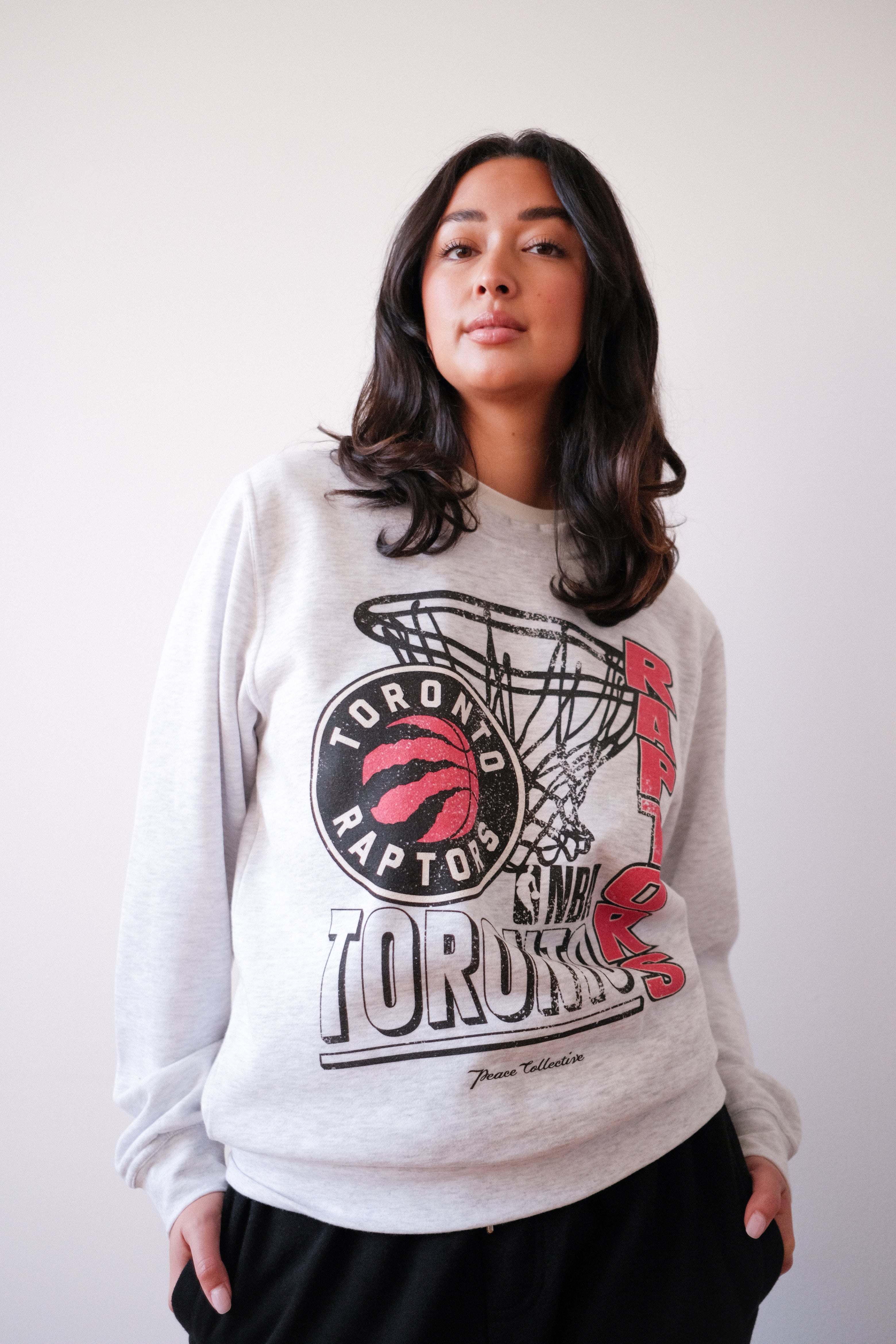 Toronto Raptors Basketball Net Crewneck - Ash - Image 4