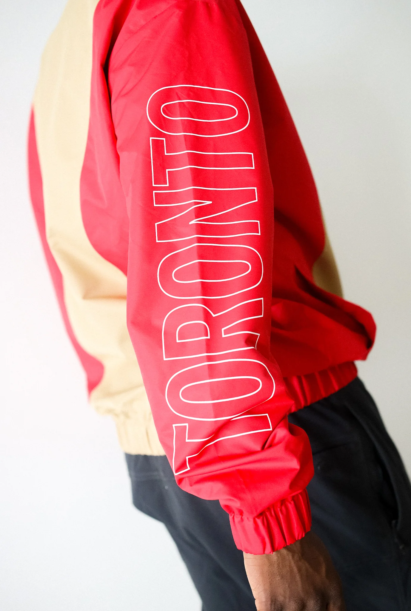 Toronto Raptors Colour Block Windbreaker Jacket - Ivory / Red - Image 5