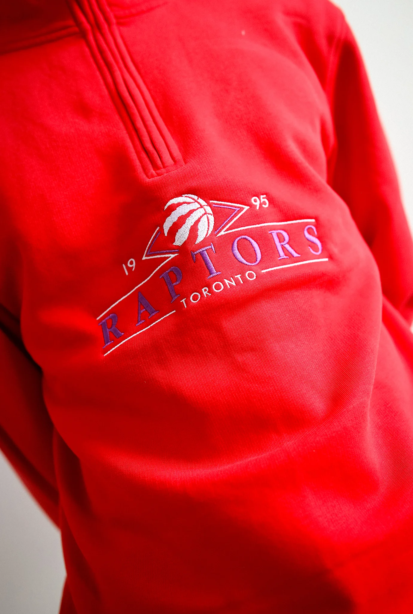 Toronto Raptors Vintage Quarter Zip - Red - Image 3