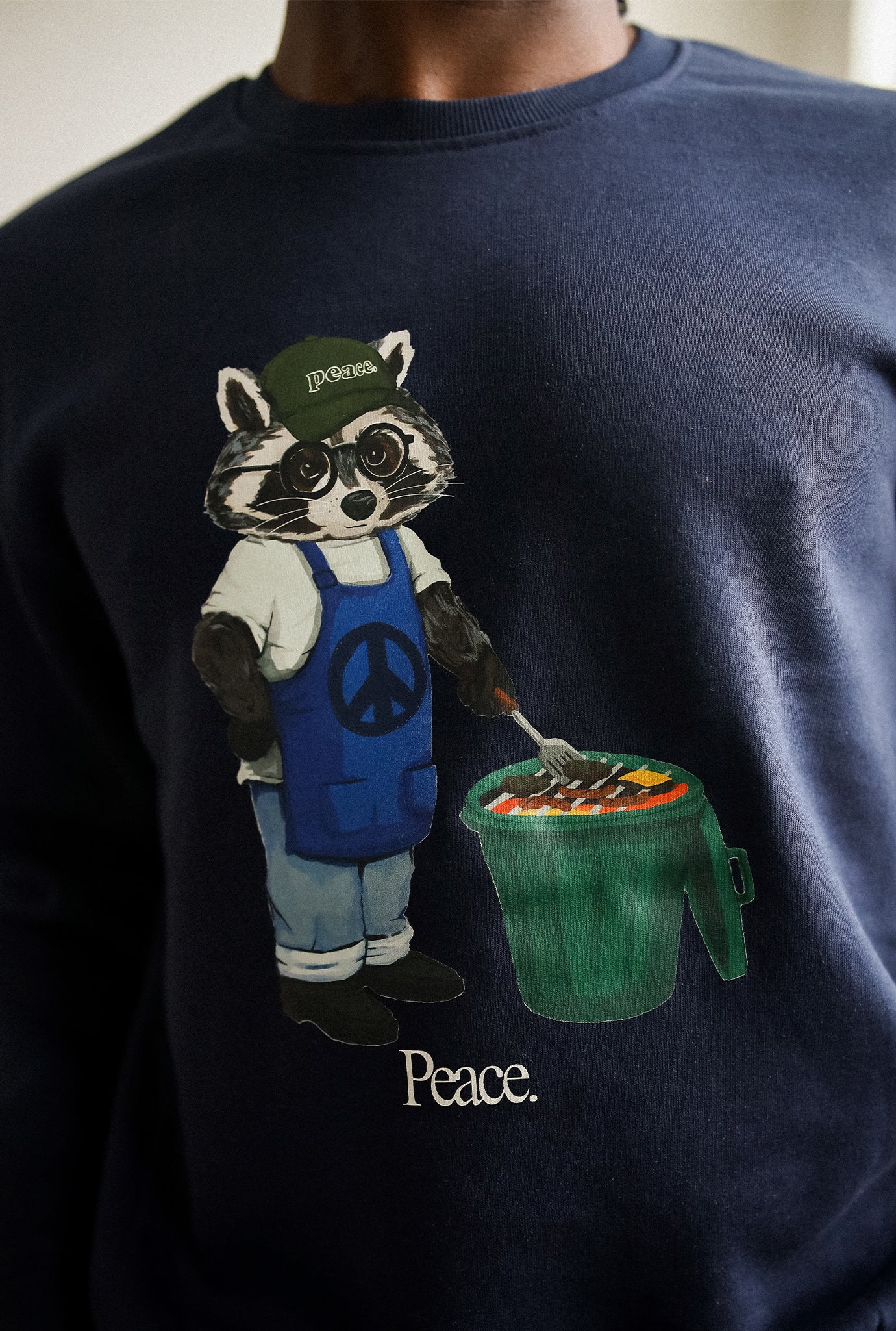Trash Teddy Summer Vacation: BBQ Teddy Crewneck - Navy - Image 3